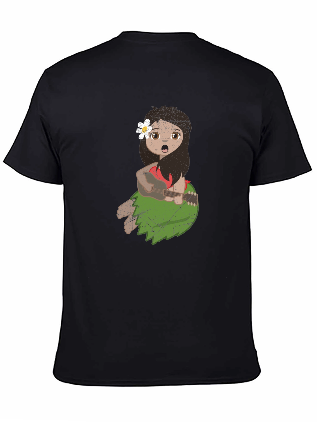 Girl Playing Ukulele Black T-Shirt