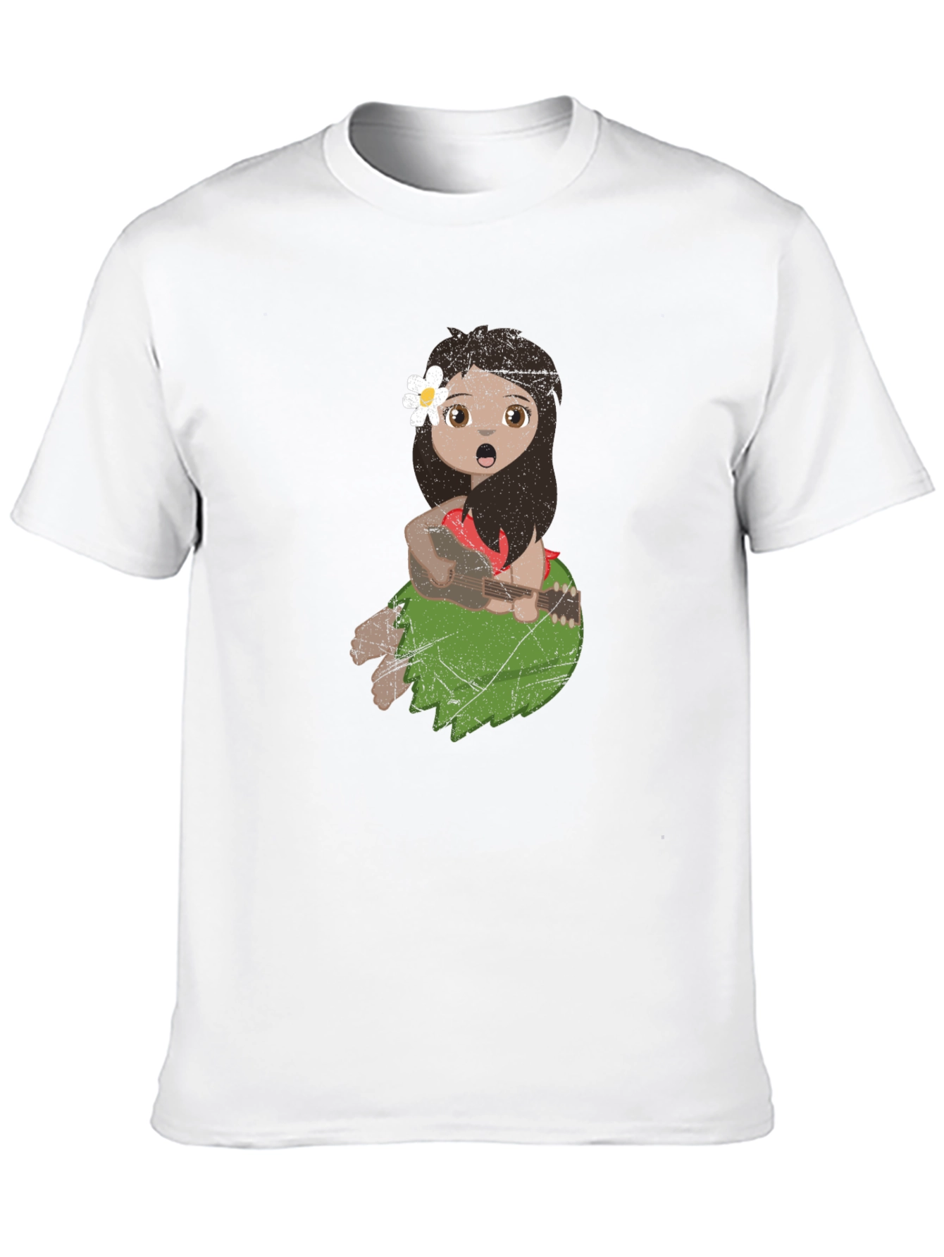 Girl Playing Ukulele Black T-Shirt