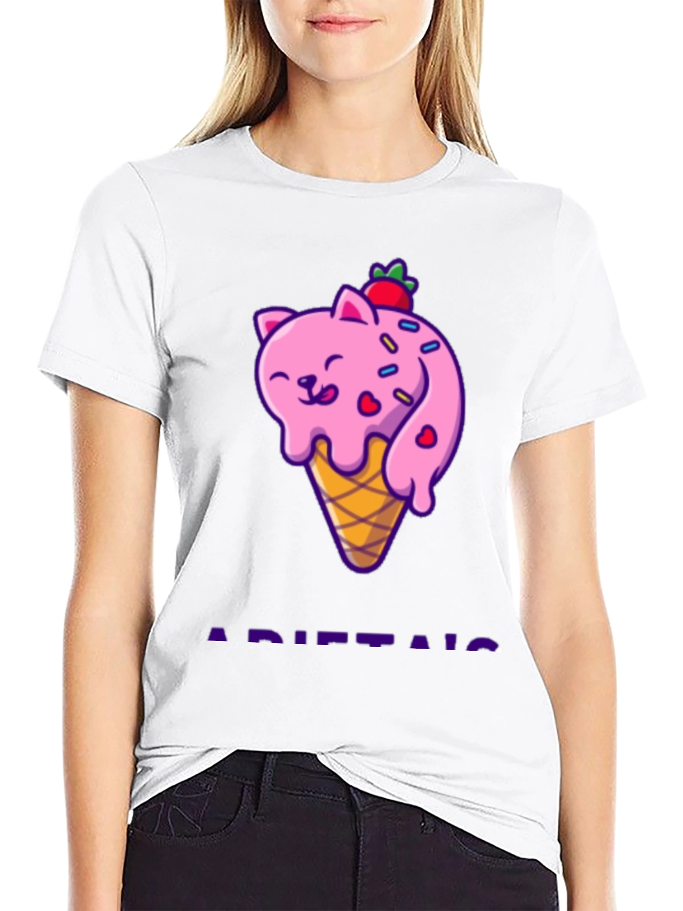 Cute Cat Ice Cream T-Shirt - Fun Novelty Tee