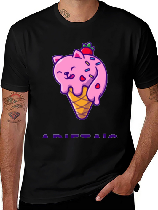 Cute Cat Ice Cream T-Shirt - Fun Novelty Tee