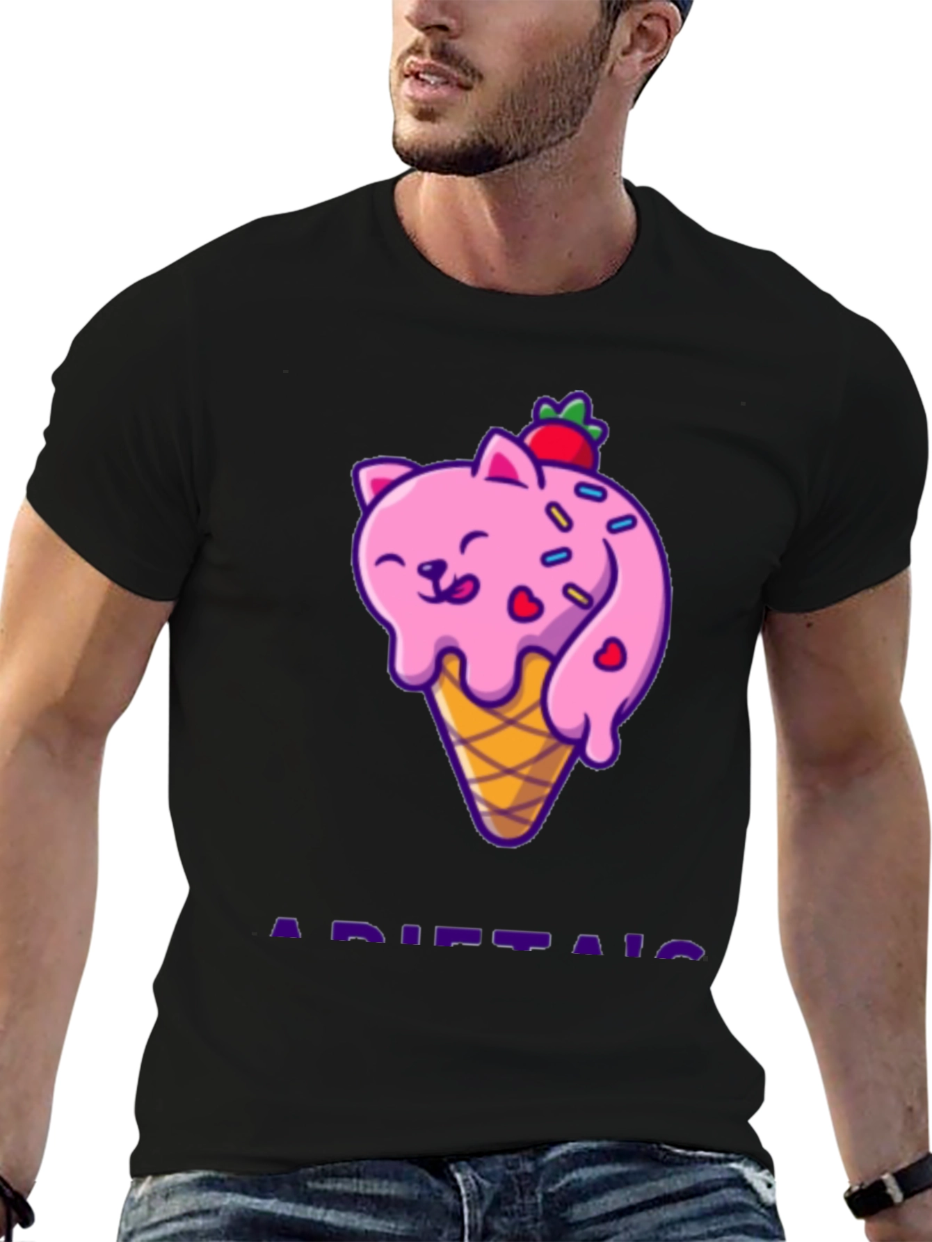 Cute Cat Ice Cream T-Shirt - Fun Novelty Tee