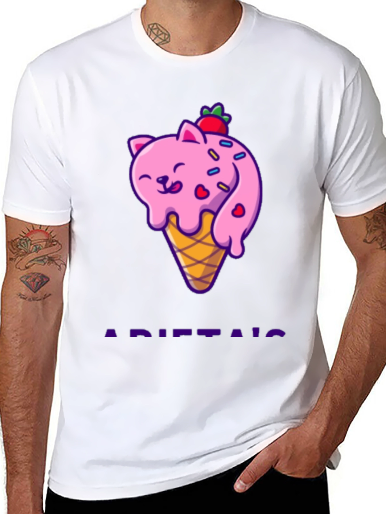 Cute Cat Ice Cream T-Shirt - Fun Novelty Tee