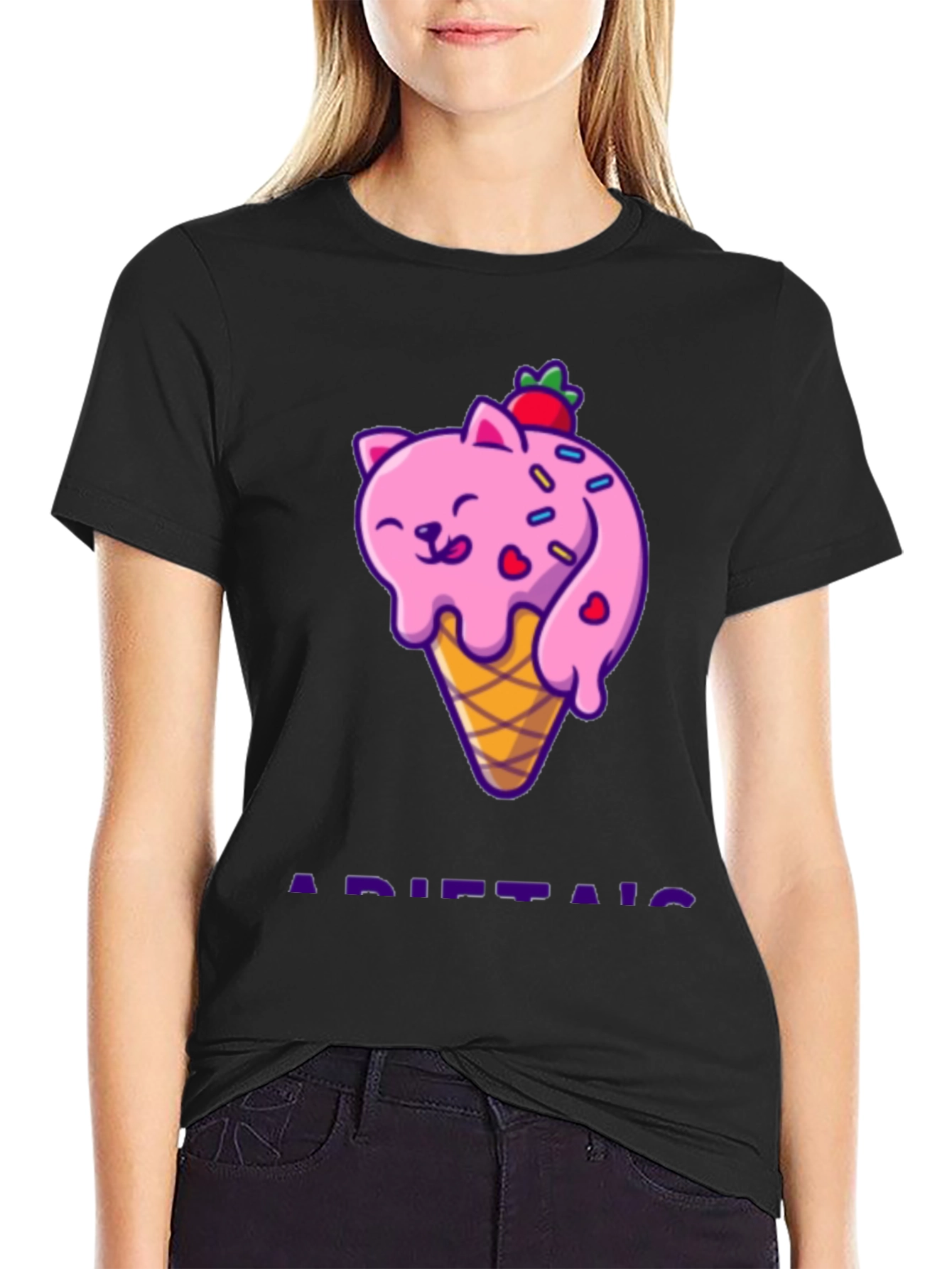 Cute Cat Ice Cream T-Shirt - Fun Novelty Tee