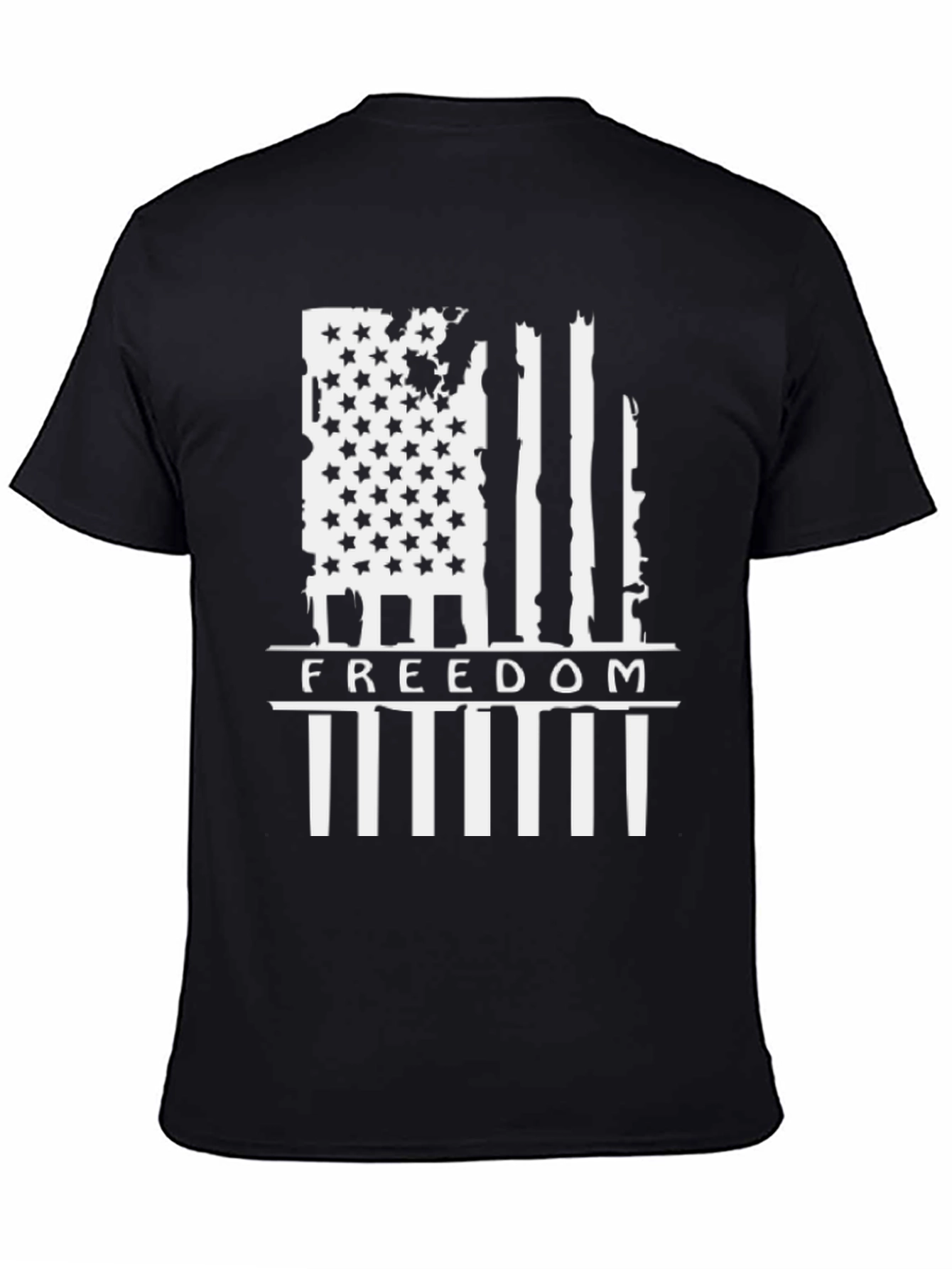 Distressed American Flag Freedom Graphic Tee - Black