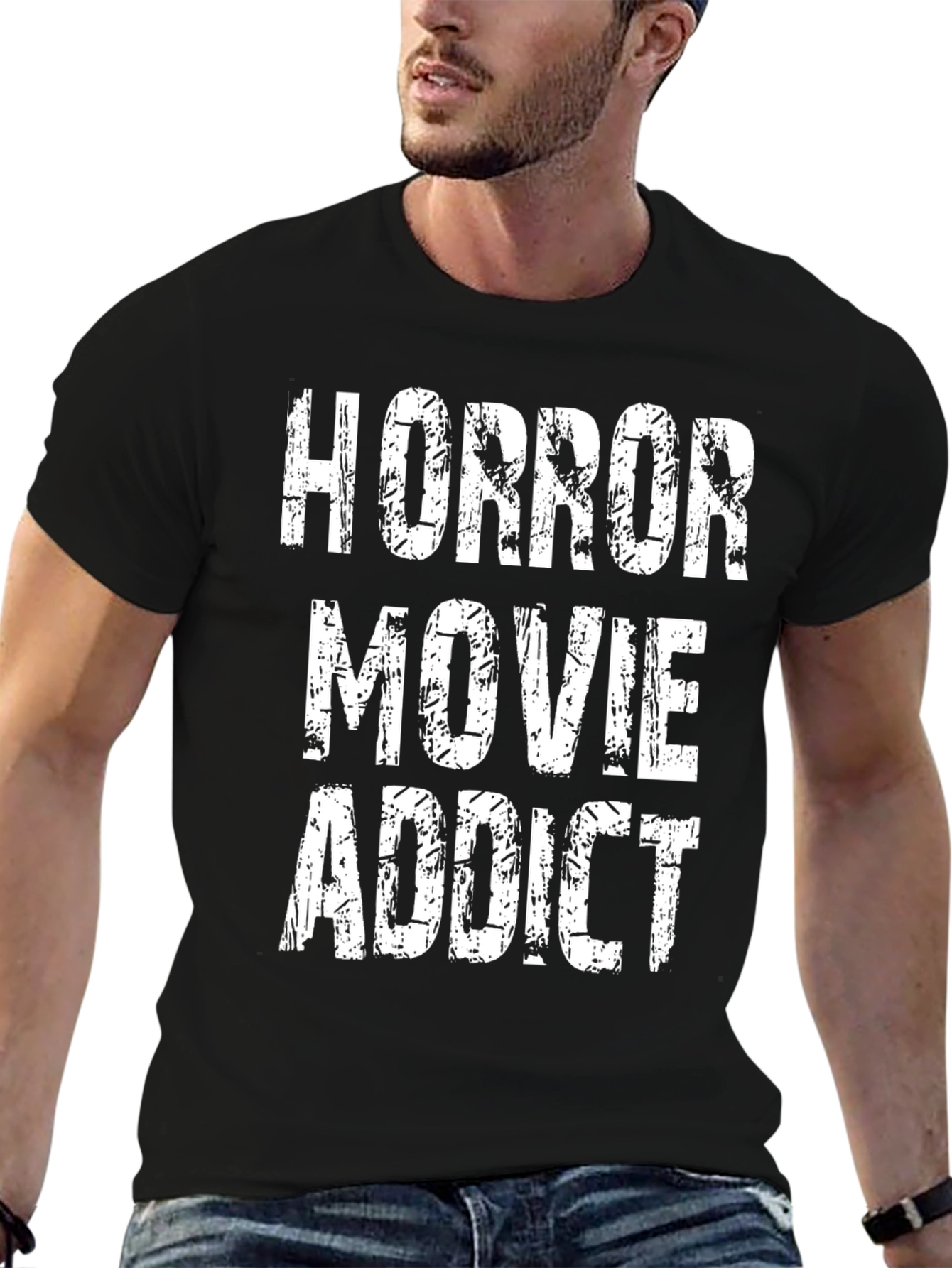 Horror Movie Addict Black T-Shirt