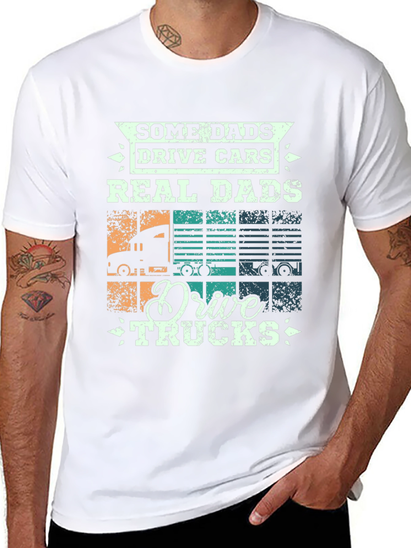 Real Dads Drive Trucks Graphic T-Shirt