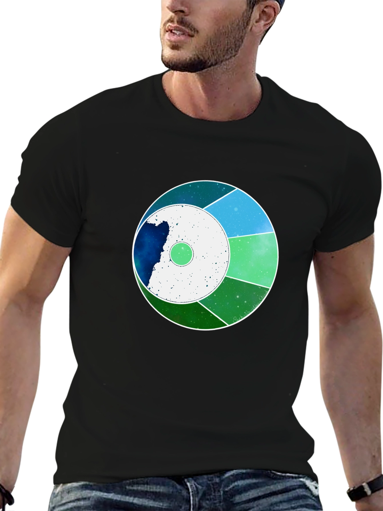 Abstract Graphic Tee - Modern Design Black Shirt