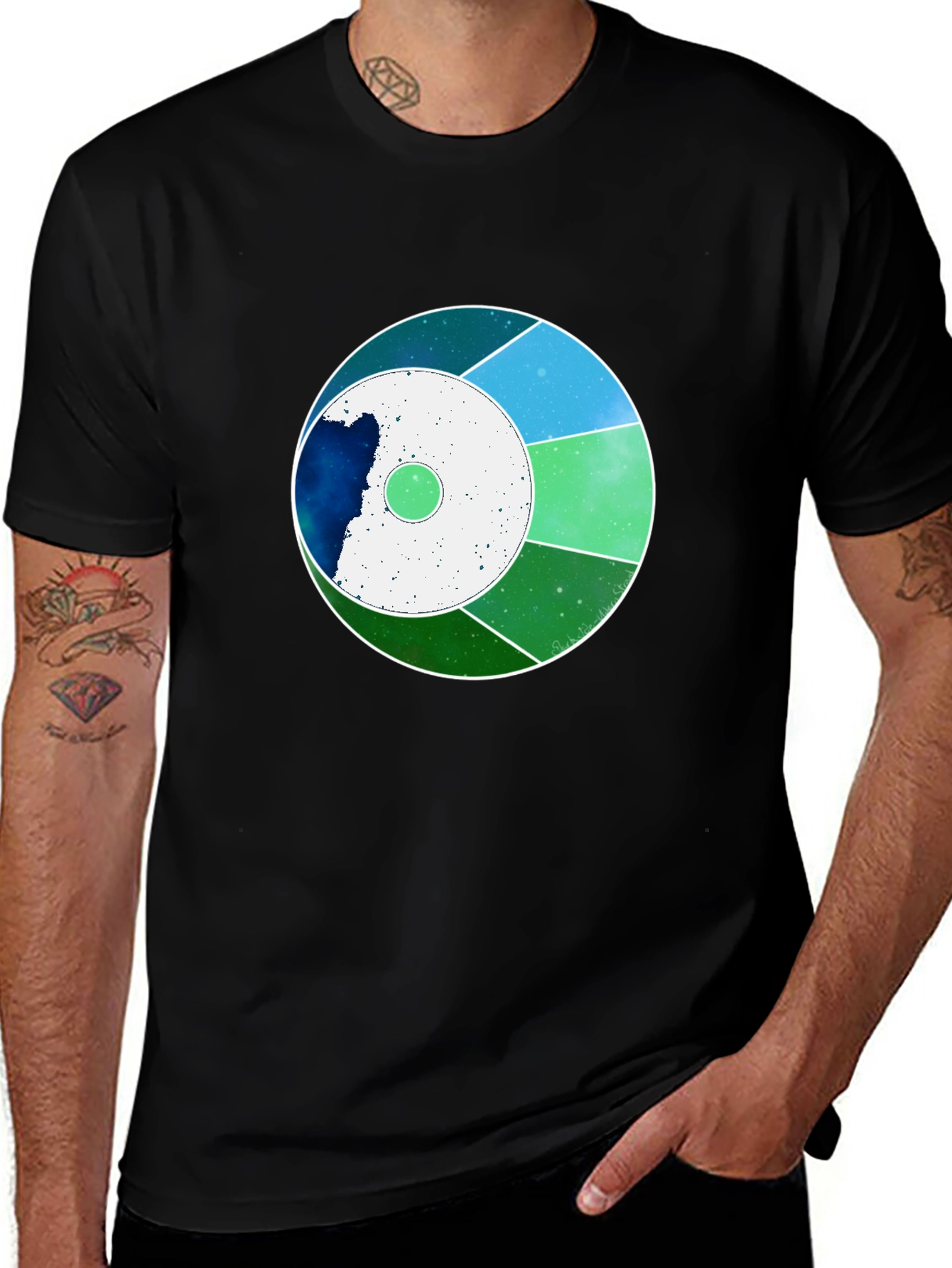 Abstract Graphic Tee - Modern Design Black Shirt