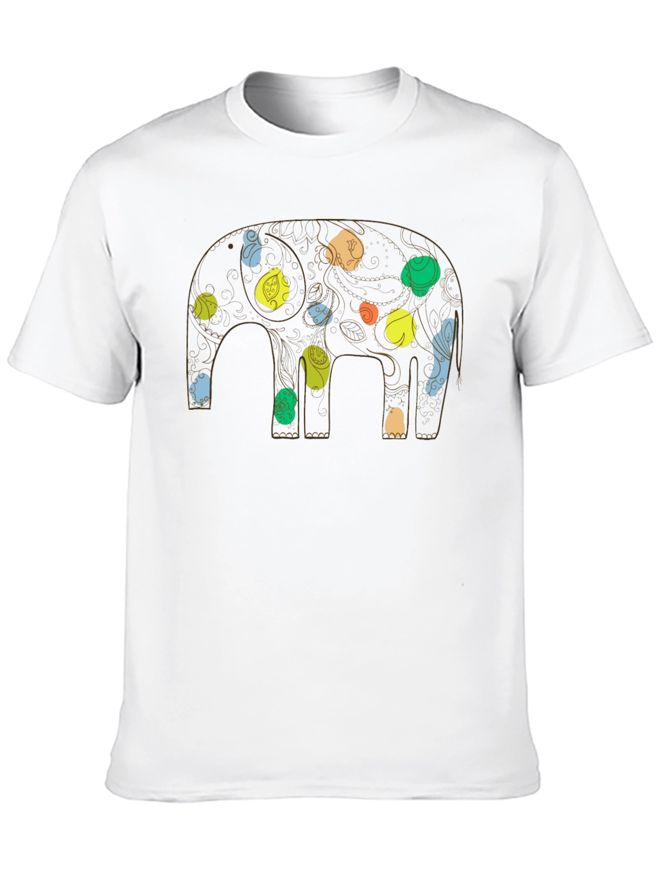 Elephant Art Print Black Graphic Tee