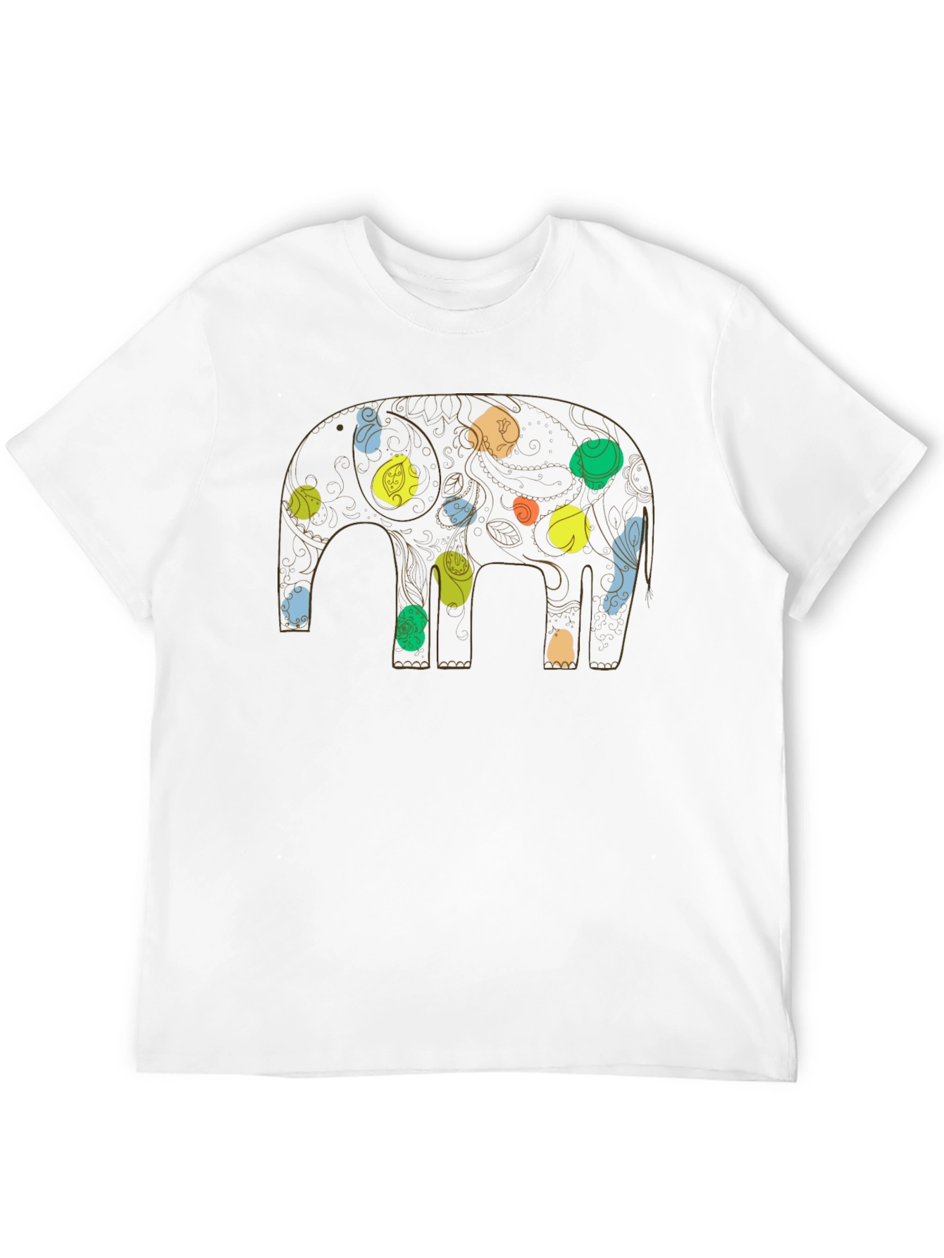 Elephant Art Print Black Graphic Tee