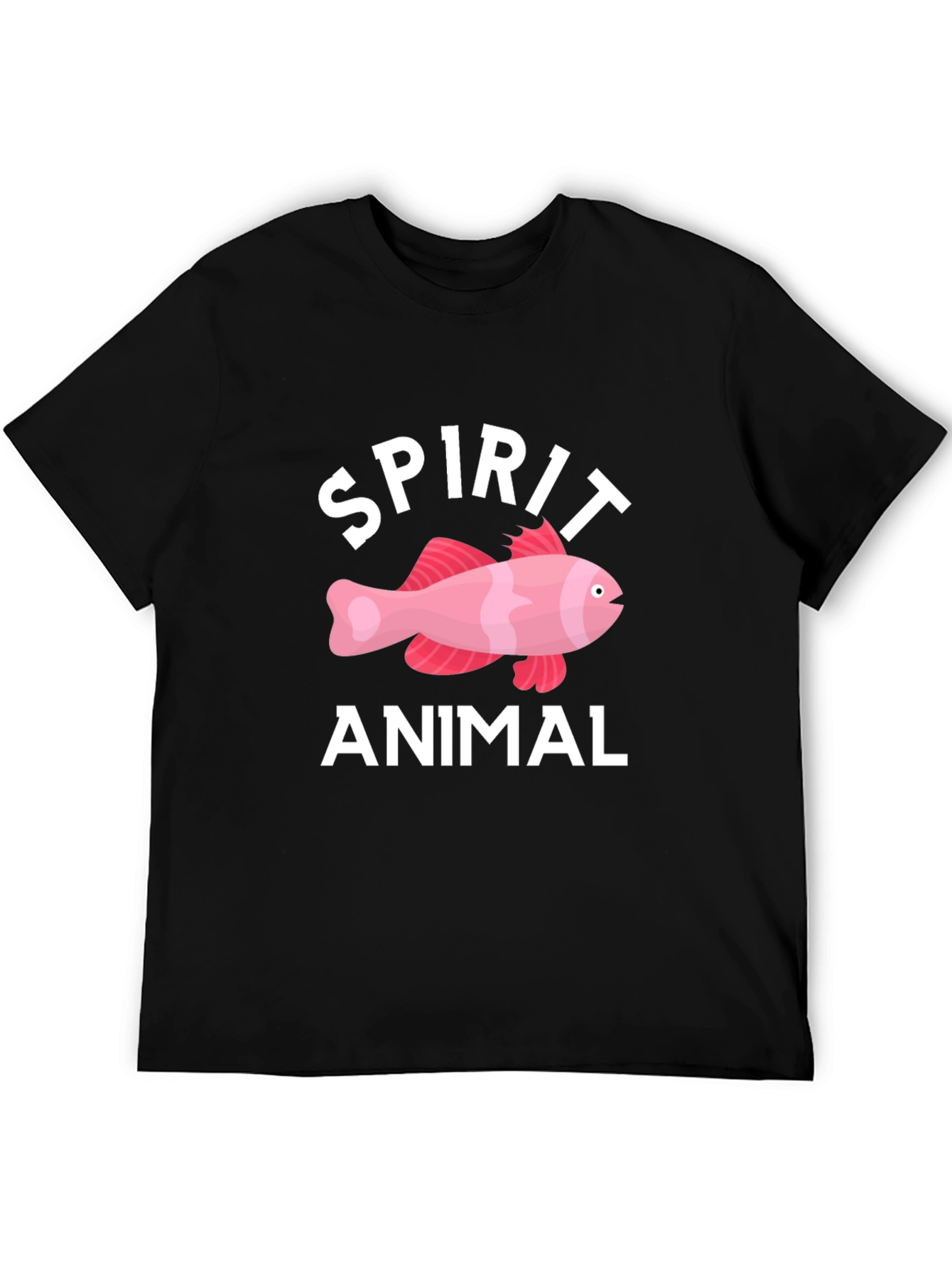 Spirit Animal Fish Graphic Tee - Black Cotton T-Shirt