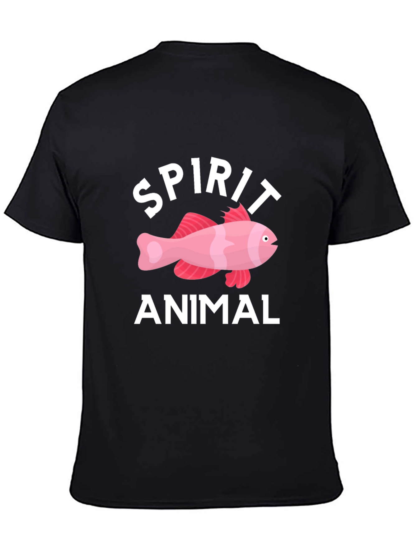 Spirit Animal Fish Graphic Tee - Black Cotton T-Shirt