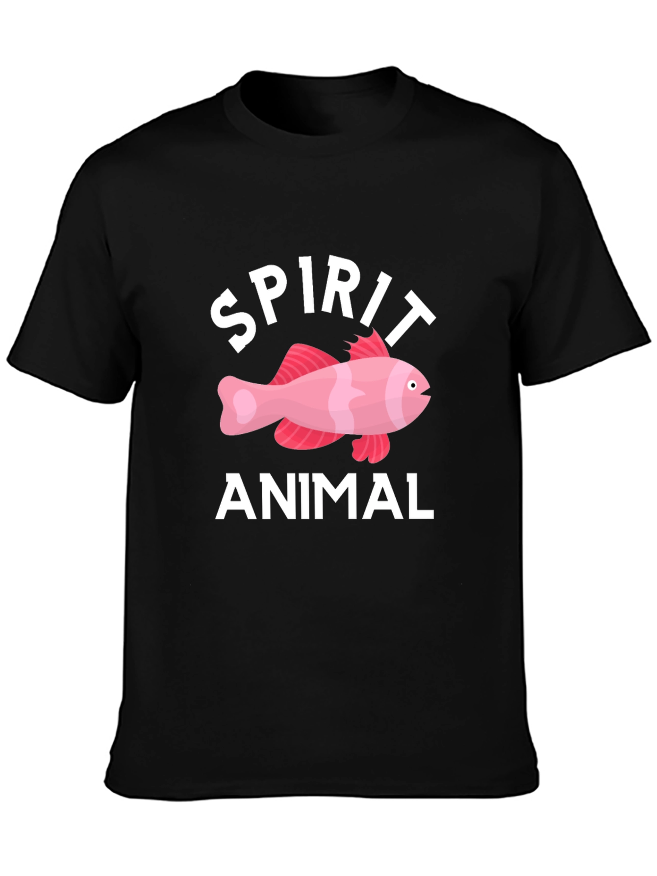 Spirit Animal Fish Graphic Tee - Black Cotton T-Shirt