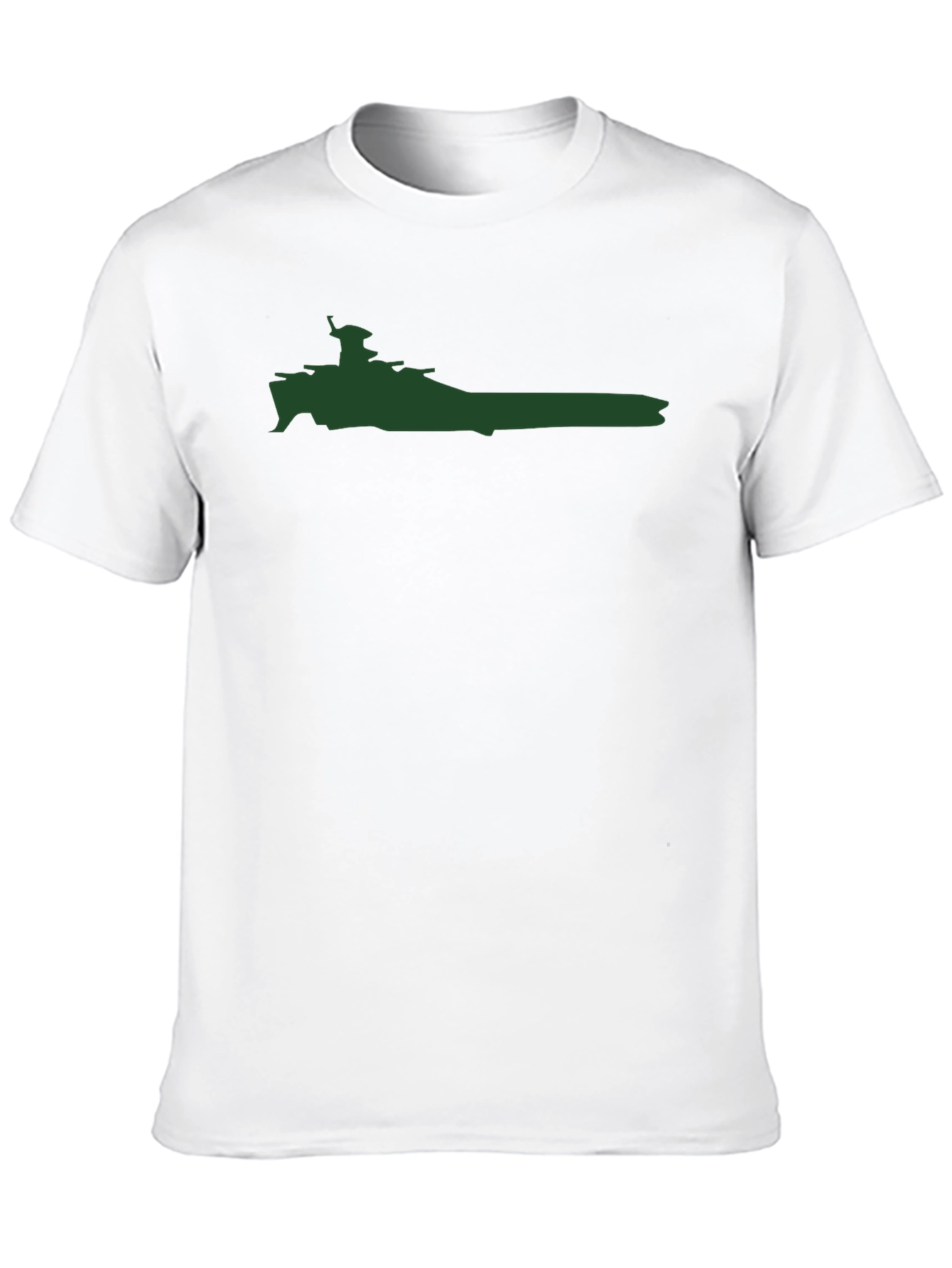 Battleship Silhouette Graphic Tee - Military Style
