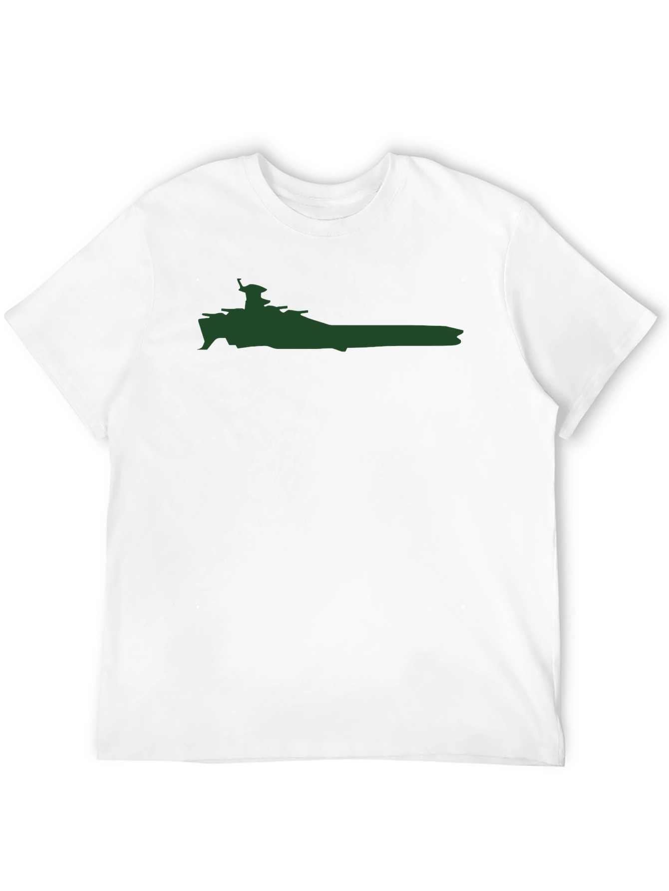Battleship Silhouette Graphic Tee - Military Style