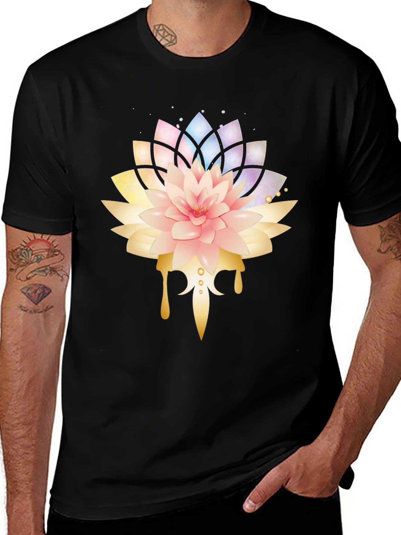 Lotus Flower Graphic Print Tee - Stylish Design