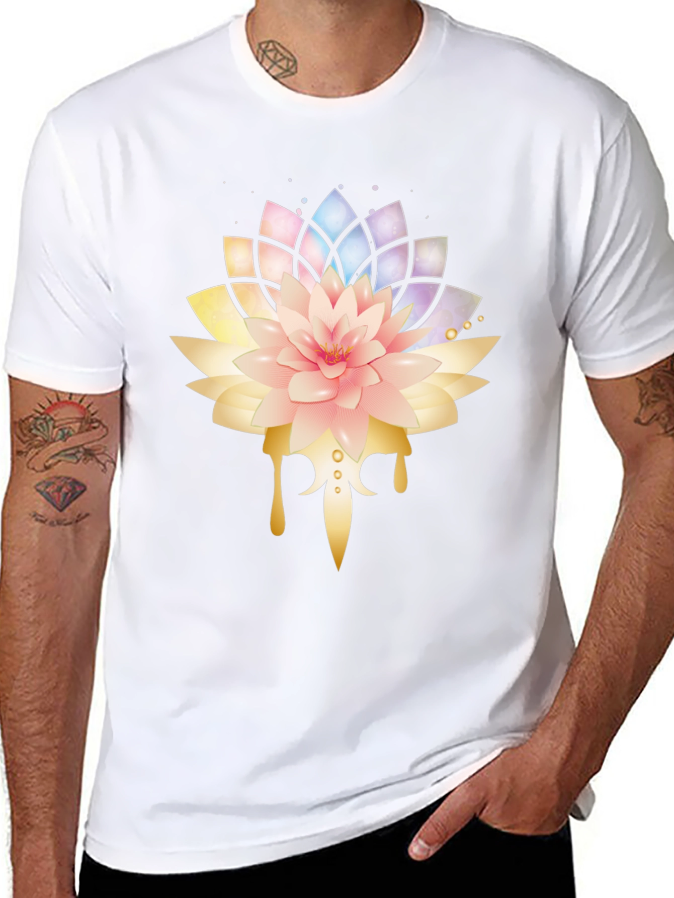Lotus Flower Graphic Print Tee - Stylish Design