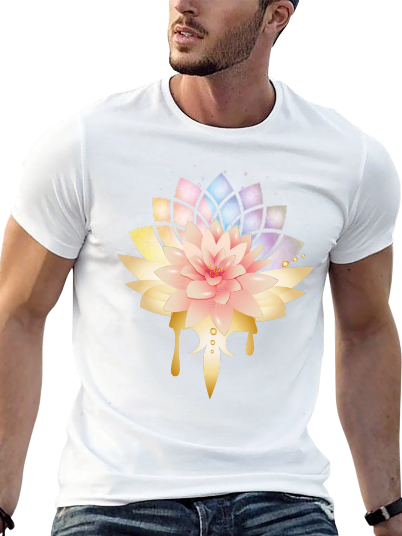 Lotus Flower Graphic Print Tee - Stylish Design