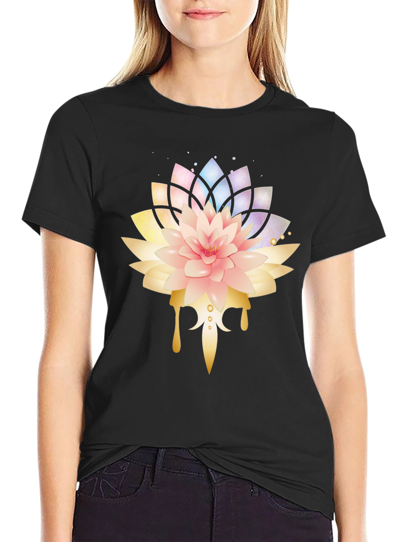 Lotus Flower Graphic Print Tee - Stylish Design