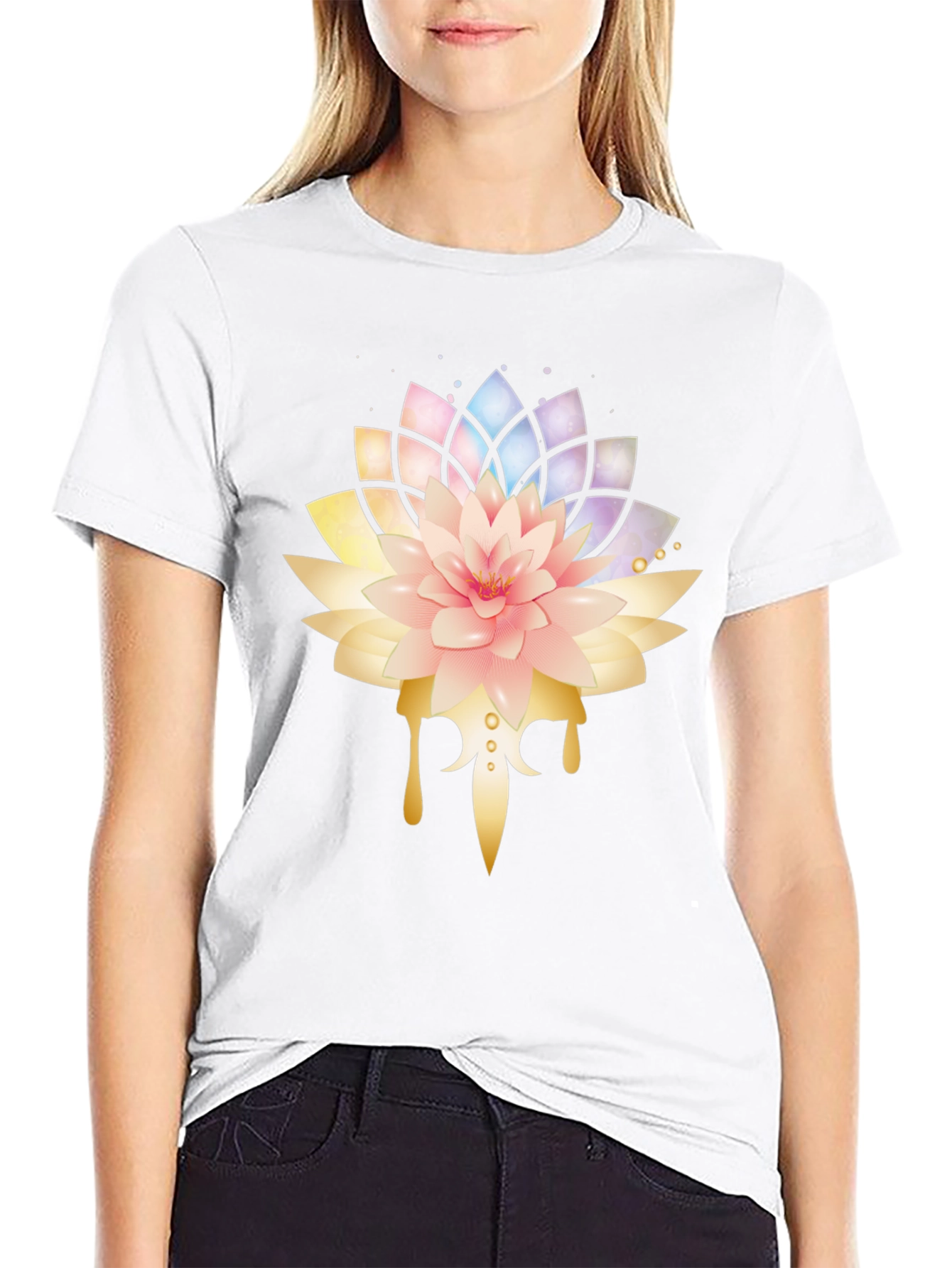 Lotus Flower Graphic Print Tee - Stylish Design