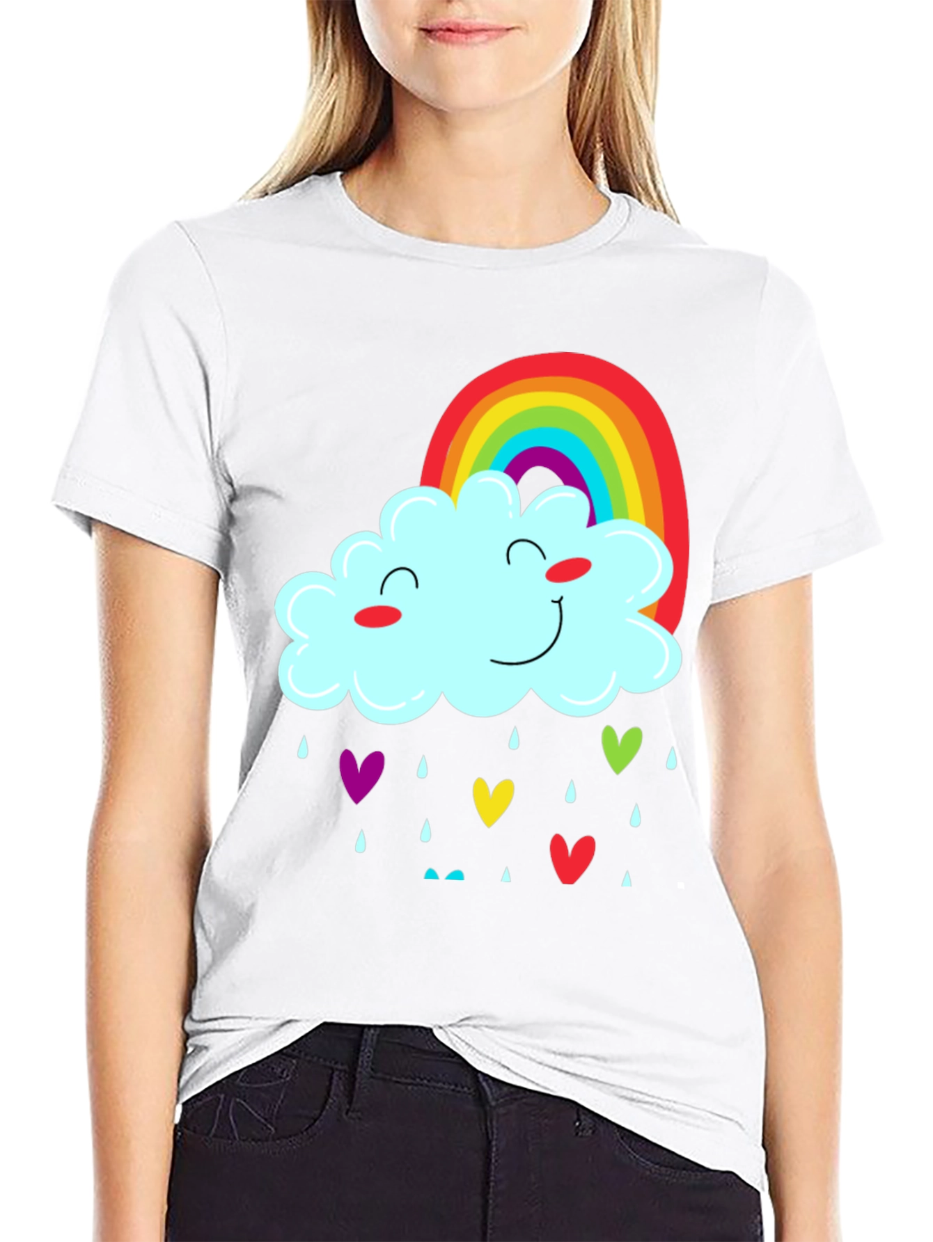 Rainbow Cloud Heart Rain T-Shirt