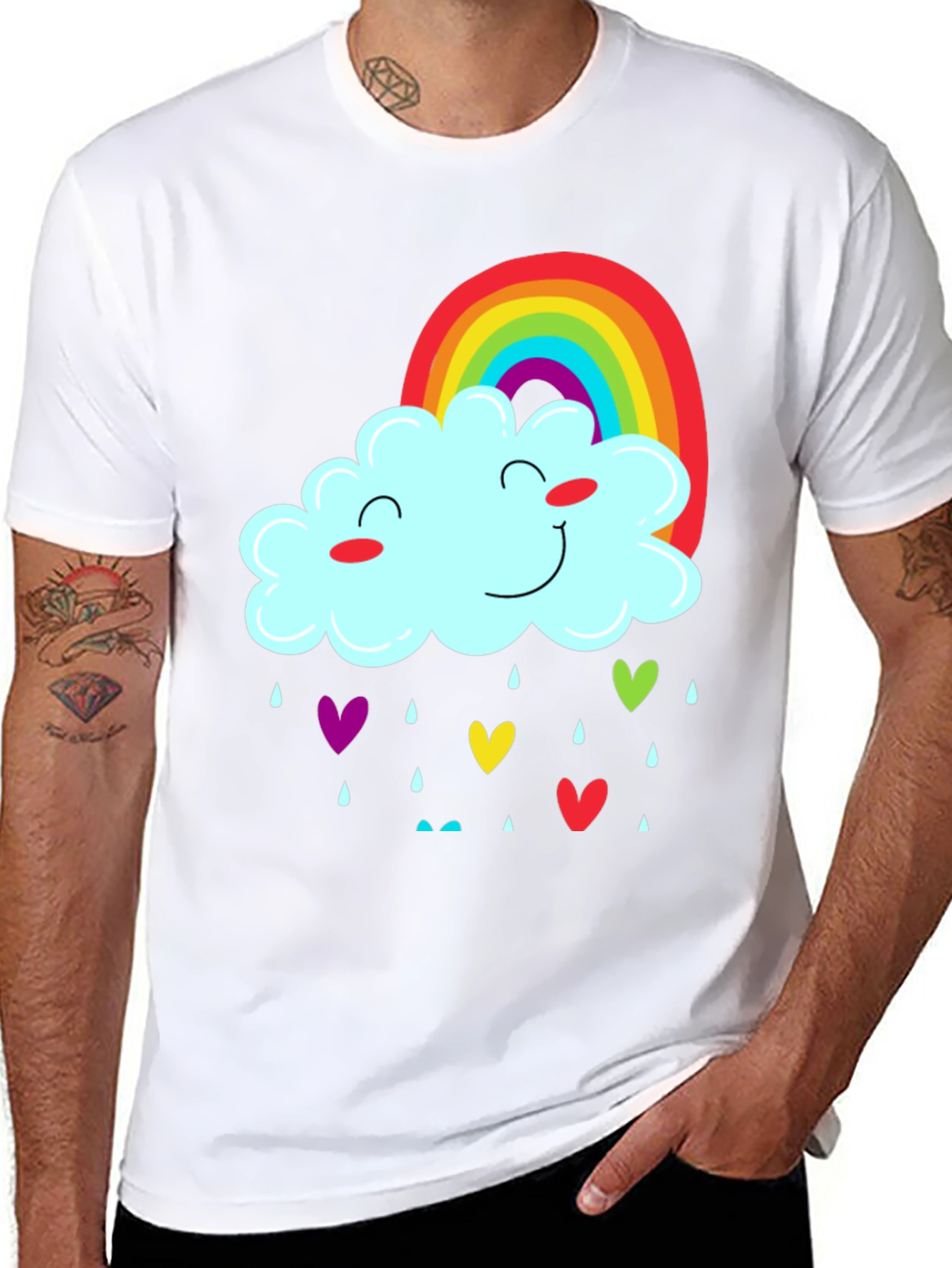 Rainbow Cloud Heart Rain T-Shirt