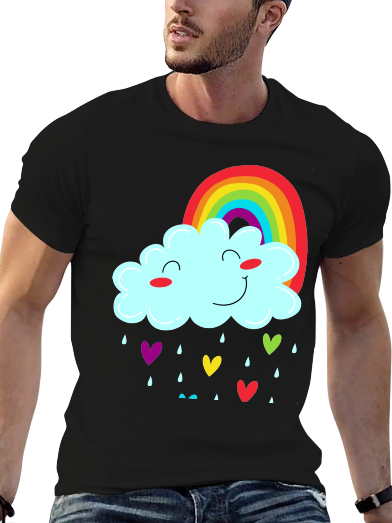 Rainbow Cloud Heart Rain T-Shirt