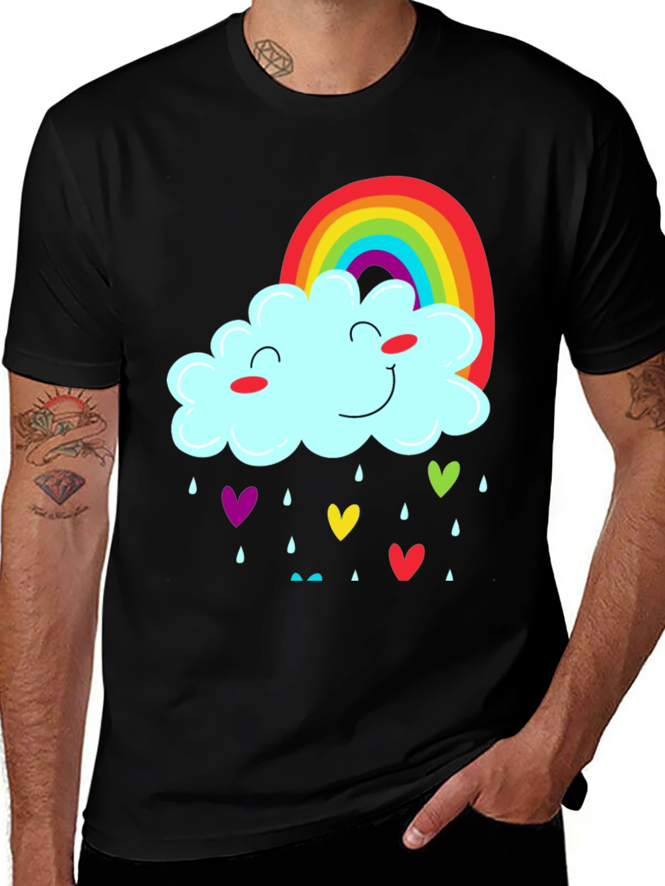 Rainbow Cloud Heart Rain T-Shirt
