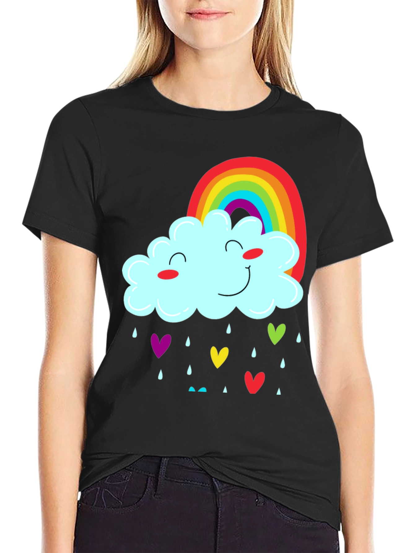 Rainbow Cloud Heart Rain T-Shirt