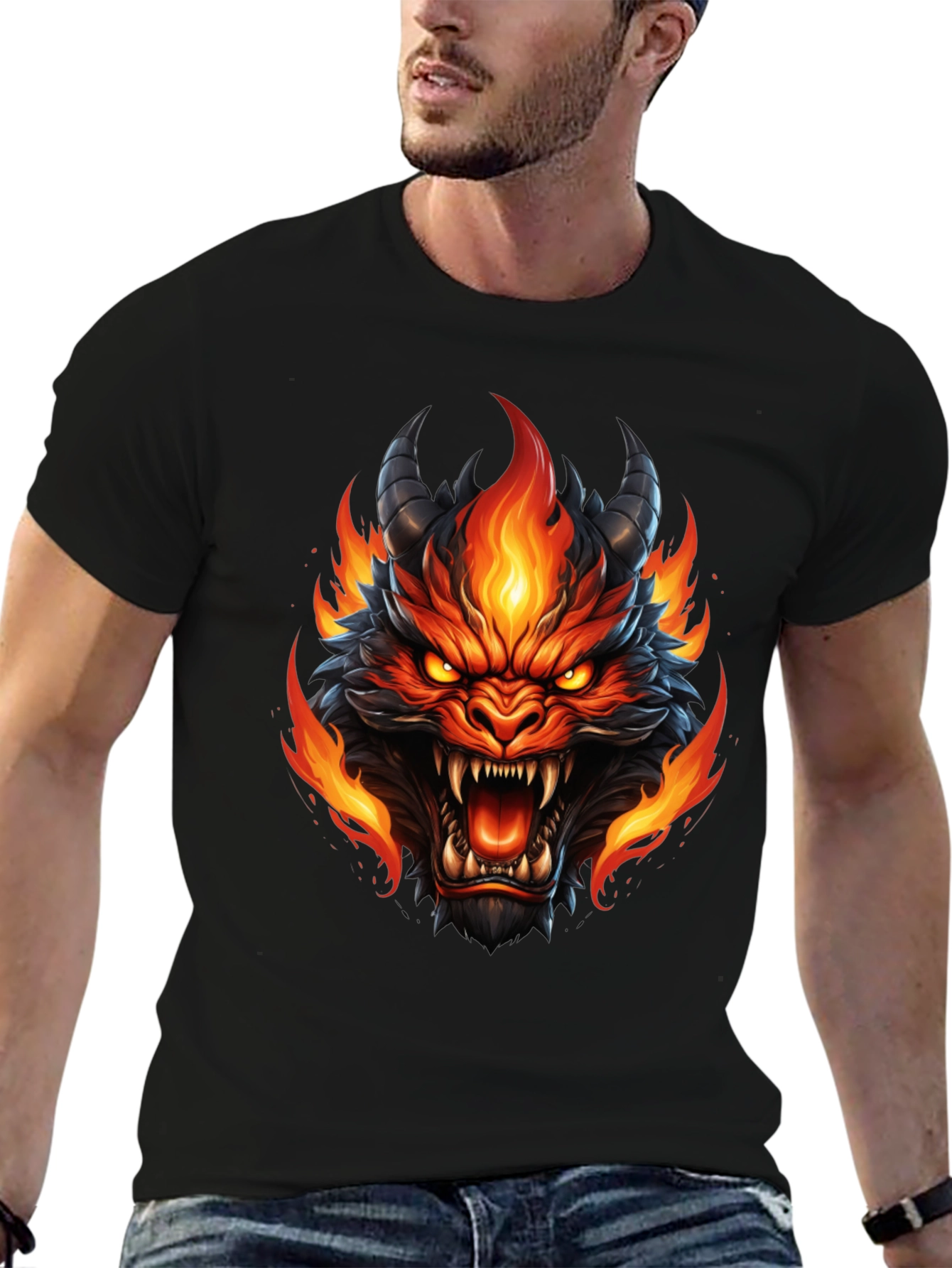 Fiery Dragon Graphic T-Shirt - Bold & Unique Design
