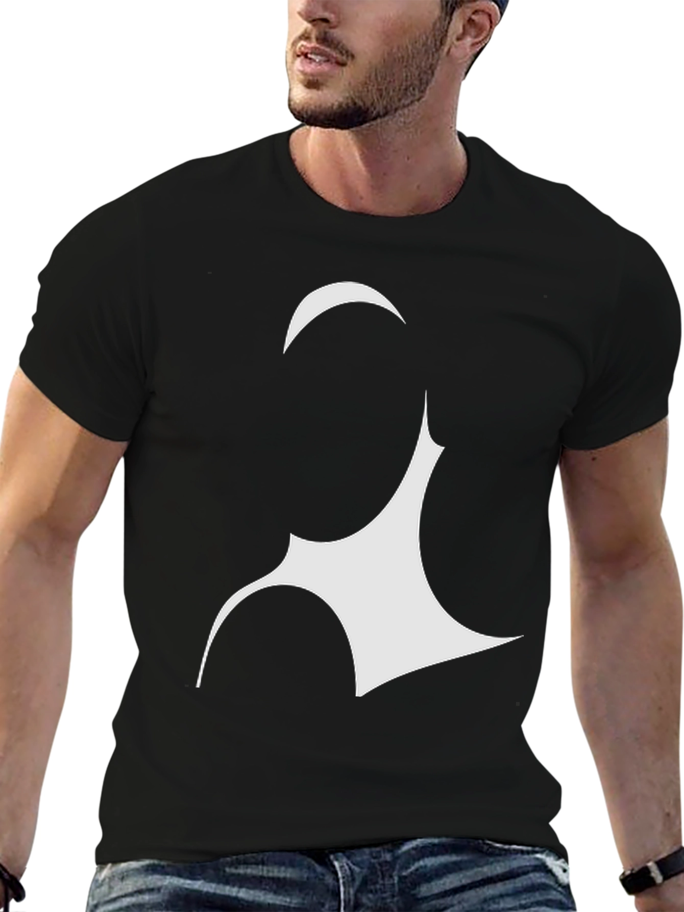 Abstract Graphic Tee - Black Cotton Blend Shirt