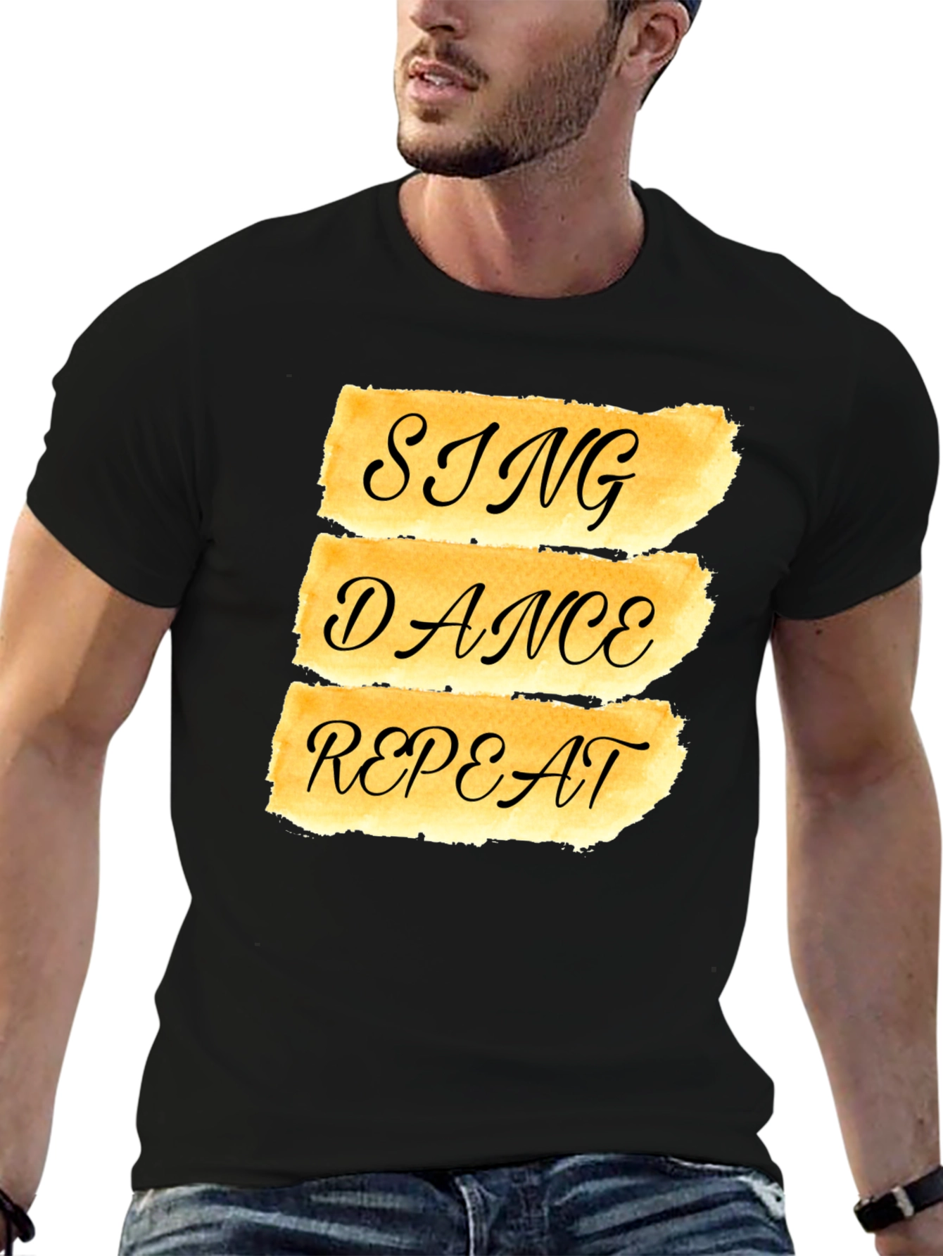 Sing Dance Repeat Graphic Tee - Black