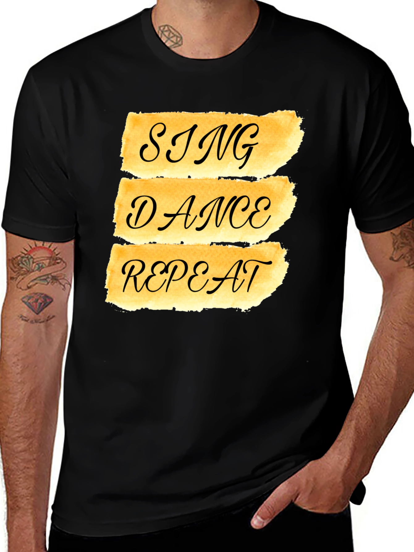 Sing Dance Repeat Graphic Tee - Black