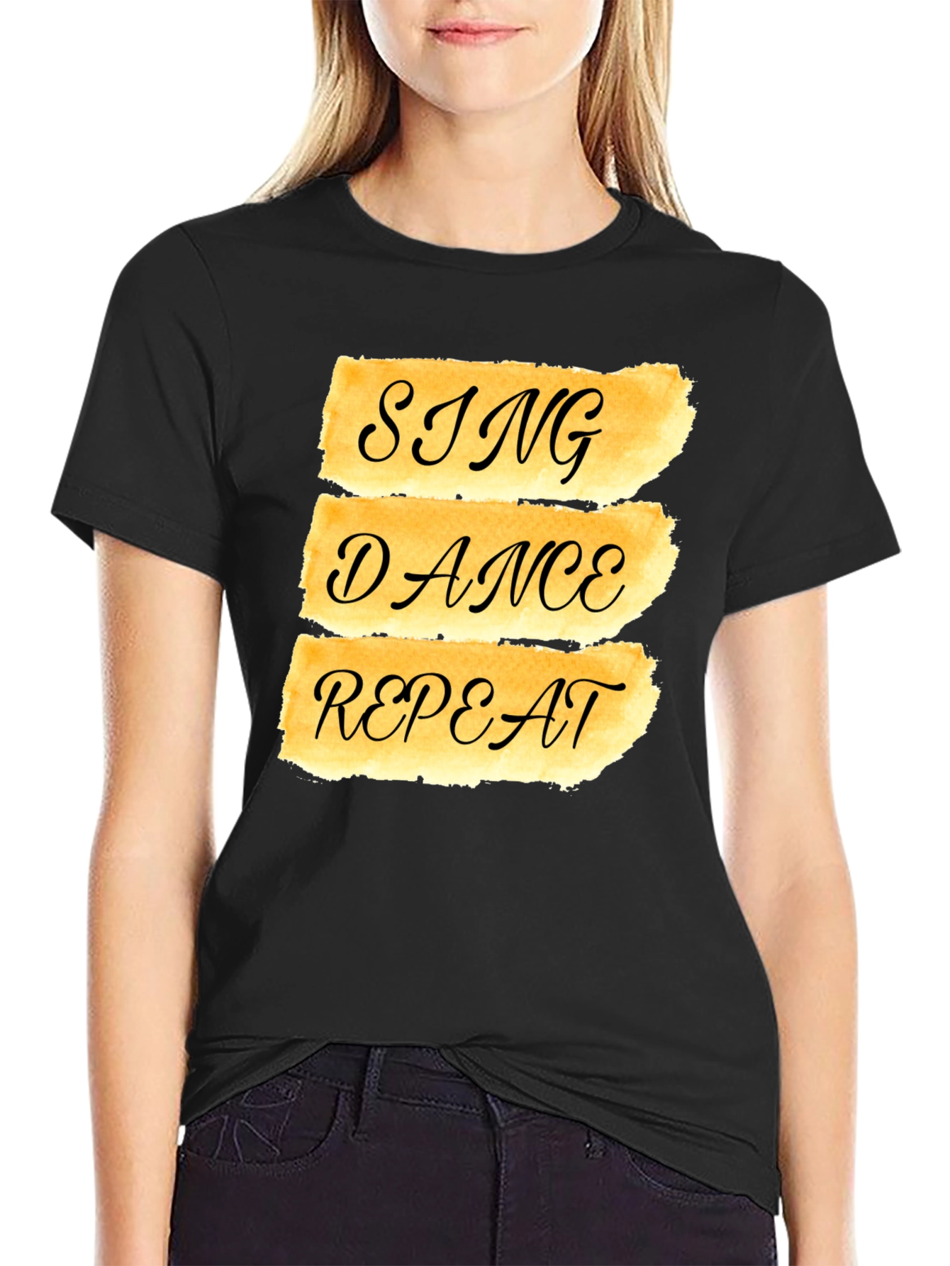 Sing Dance Repeat Graphic Tee - Black