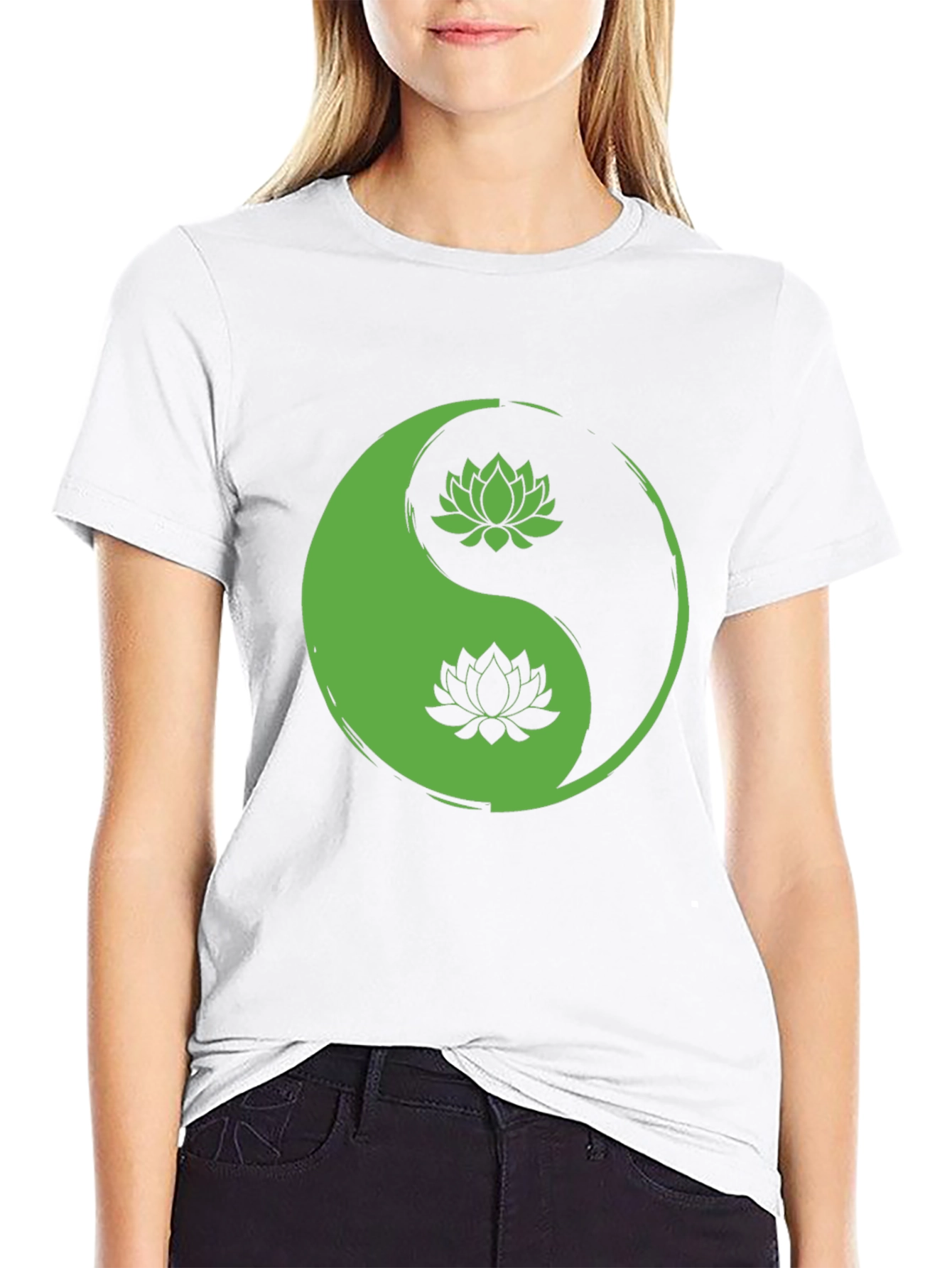 Yin Yang Lotus Black T-Shirt - Balance & Style
