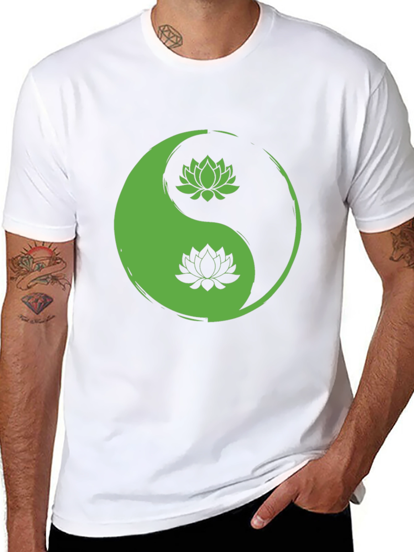 Yin Yang Lotus Black T-Shirt - Balance & Style