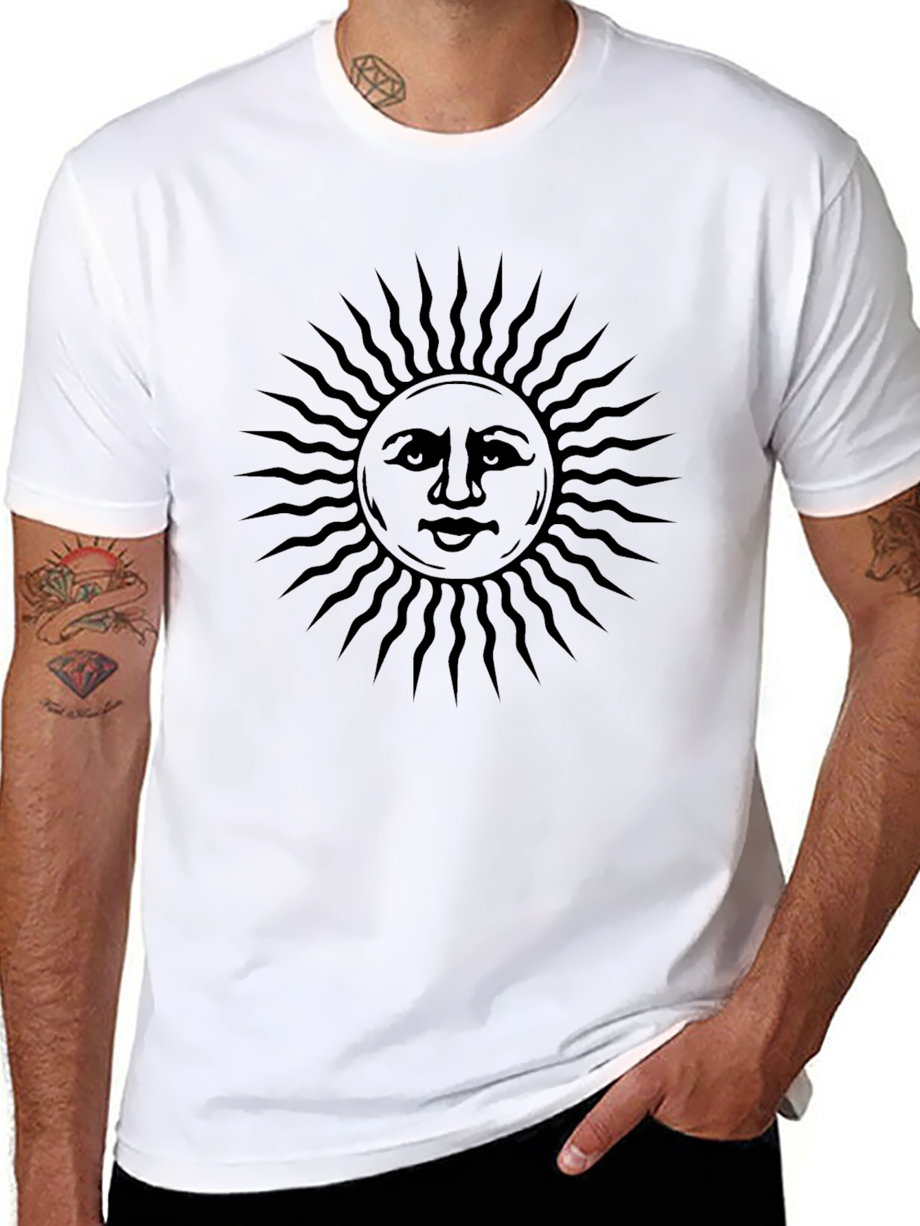Sun Face Graphic Tee - Soft Cotton Blend