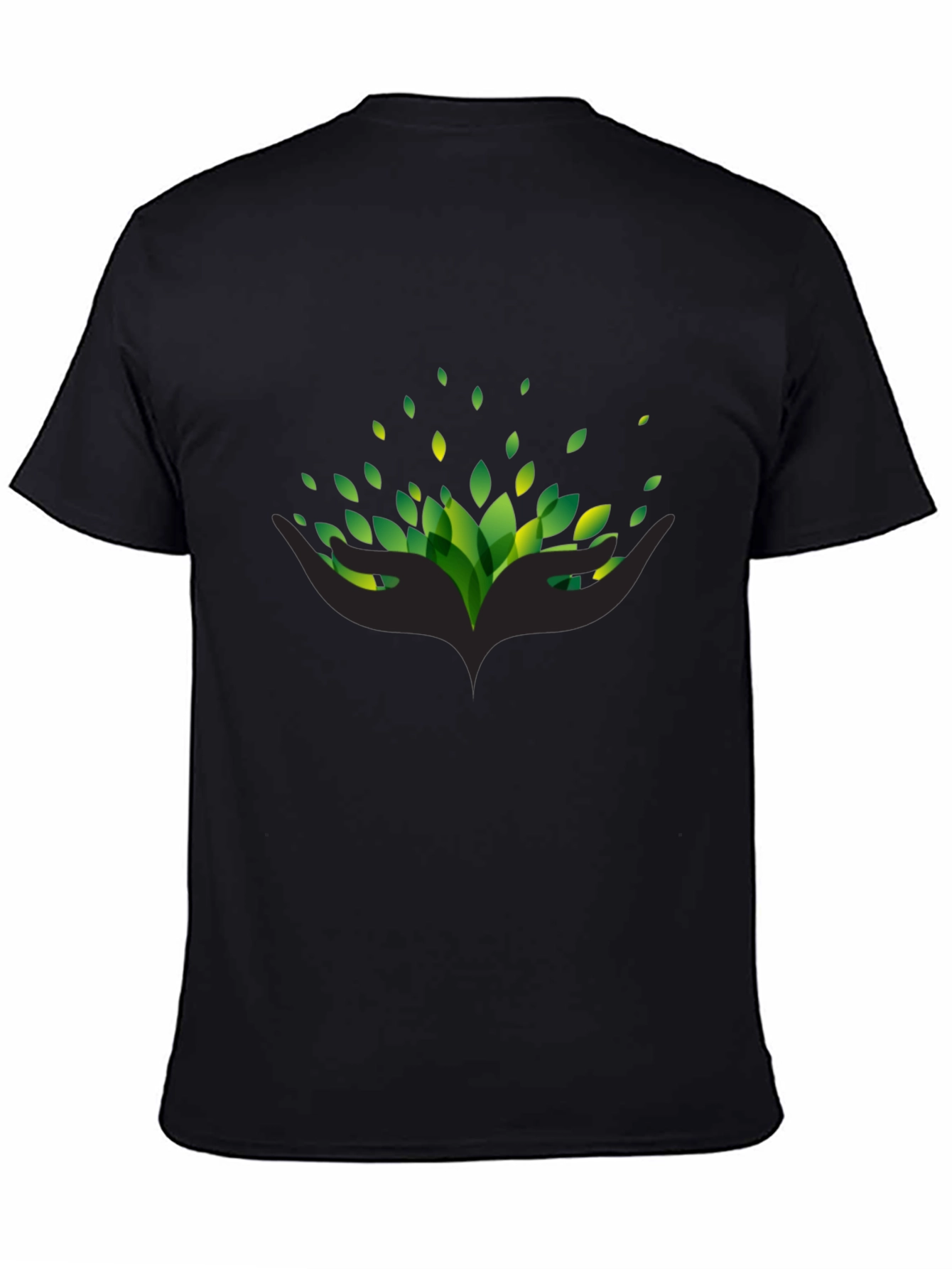 Eco Hands Black Tee - Stylish Nature Graphic T-Shirt