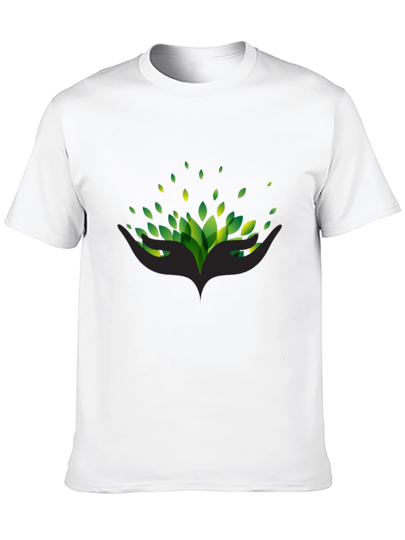 Eco Hands Black Tee - Stylish Nature Graphic T-Shirt