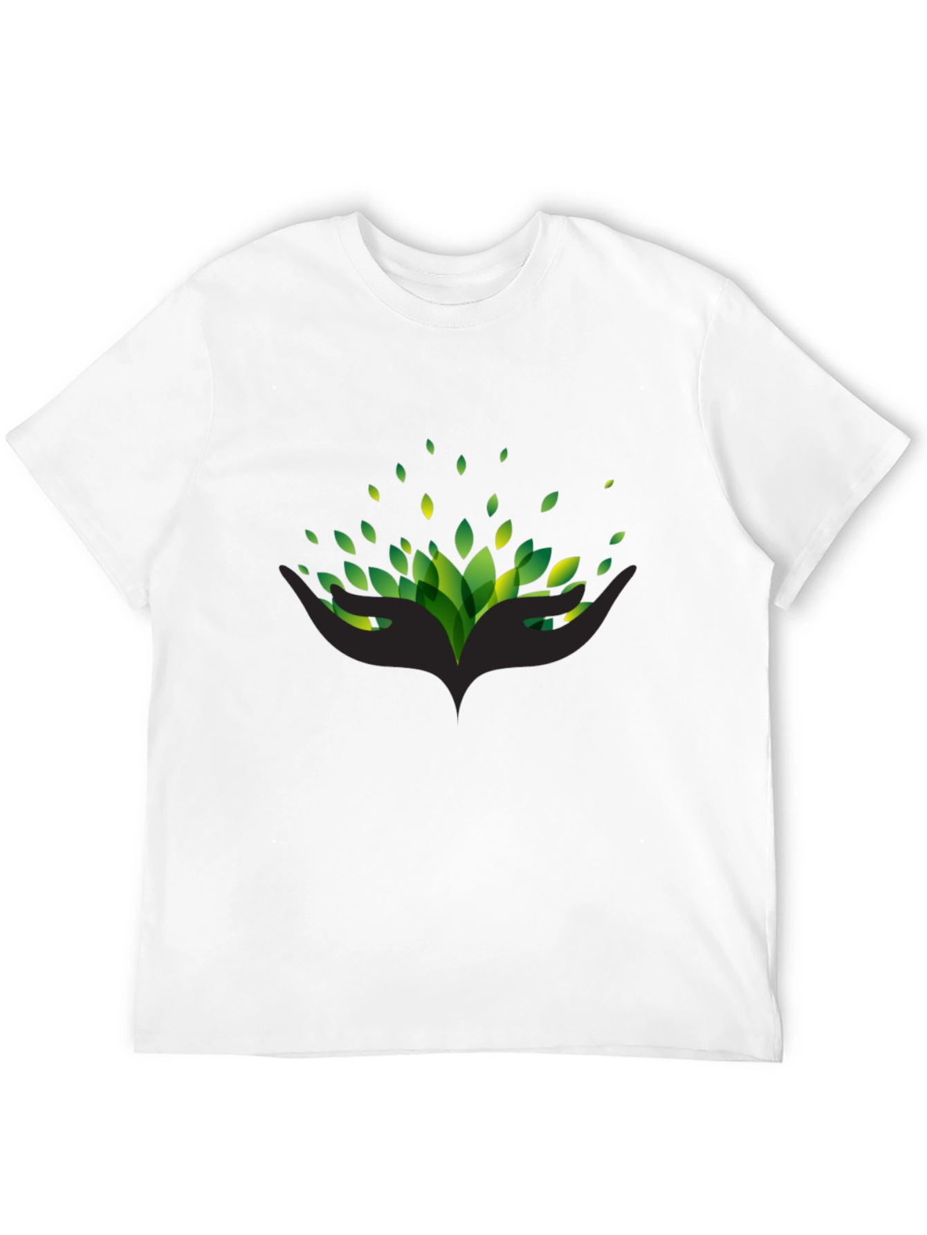 Eco Hands Black Tee - Stylish Nature Graphic T-Shirt