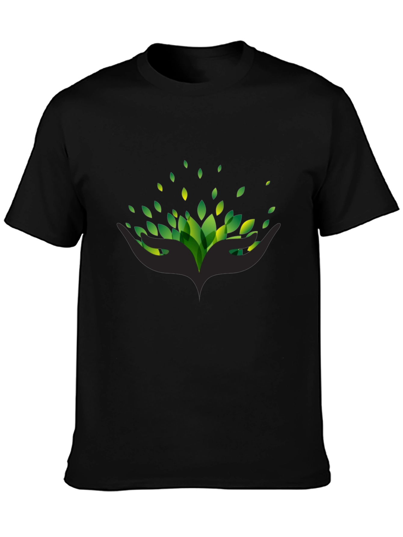 Eco Hands Black Tee - Stylish Nature Graphic T-Shirt