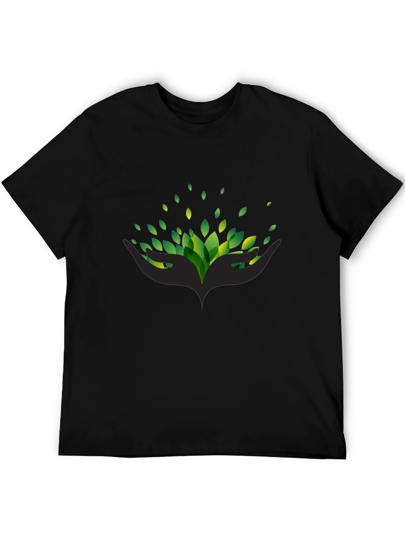 Eco Hands Black Tee - Stylish Nature Graphic T-Shirt