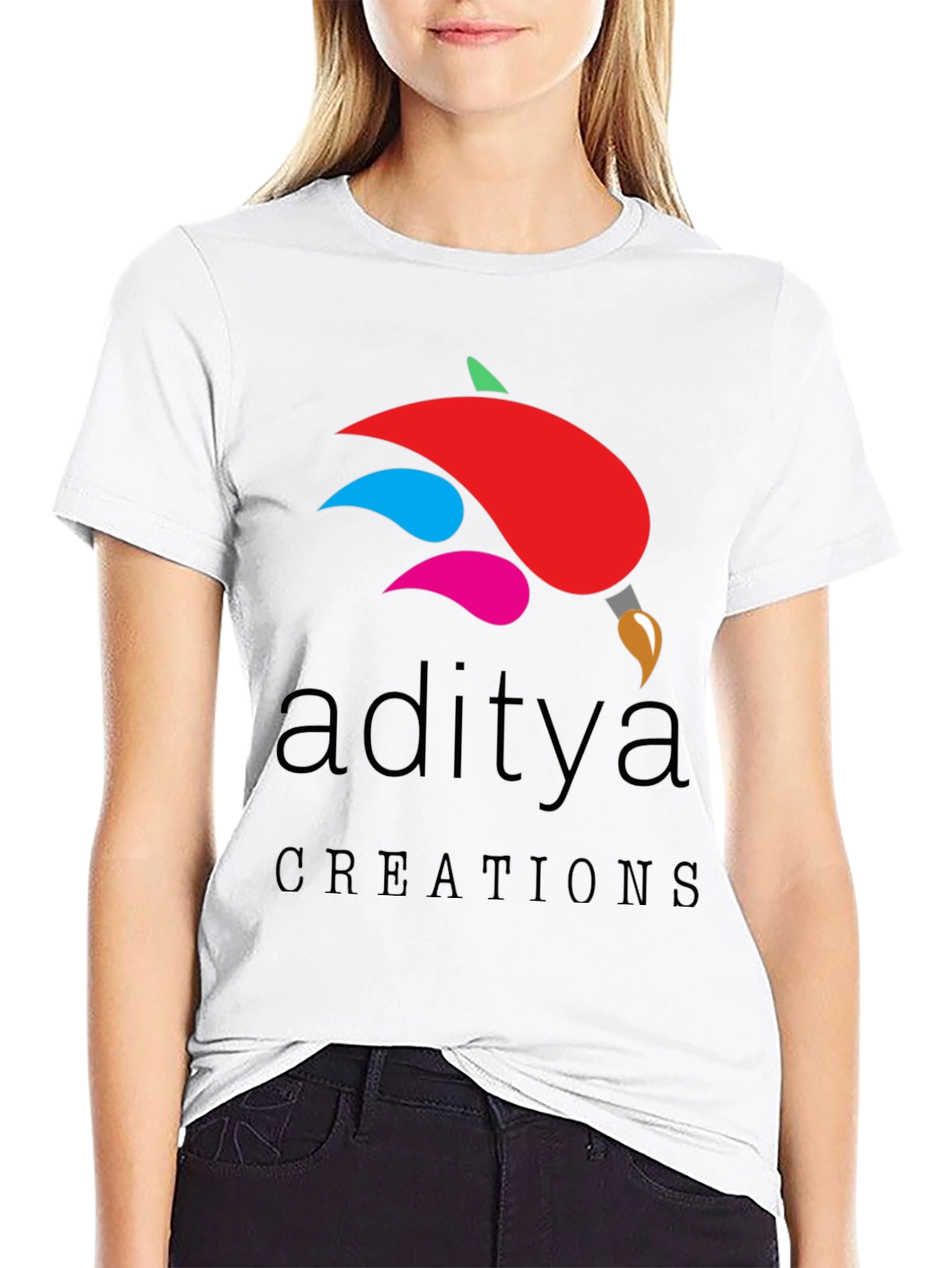 Aditya Creations Black Graphic Tee