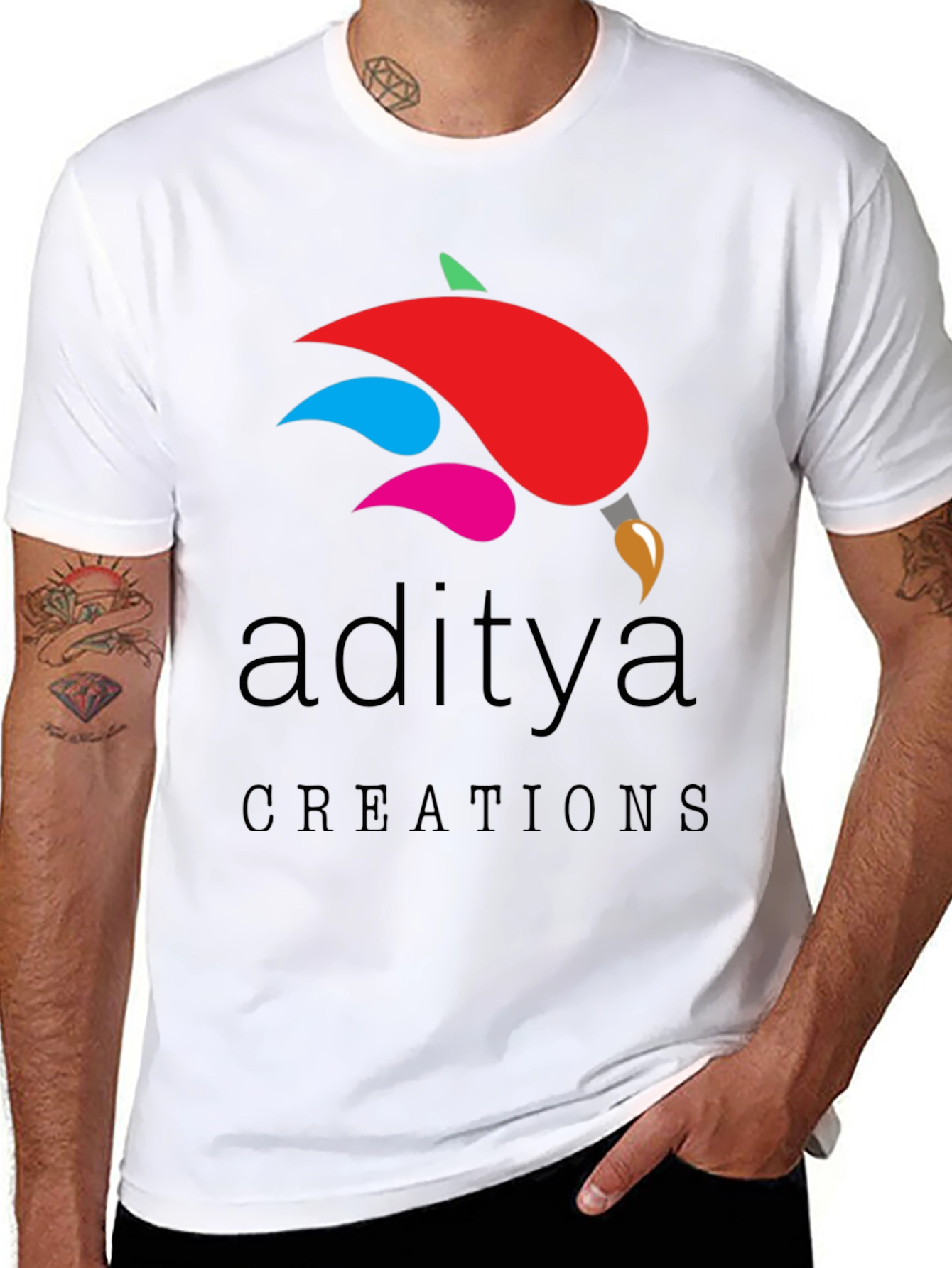 Aditya Creations Black Graphic Tee