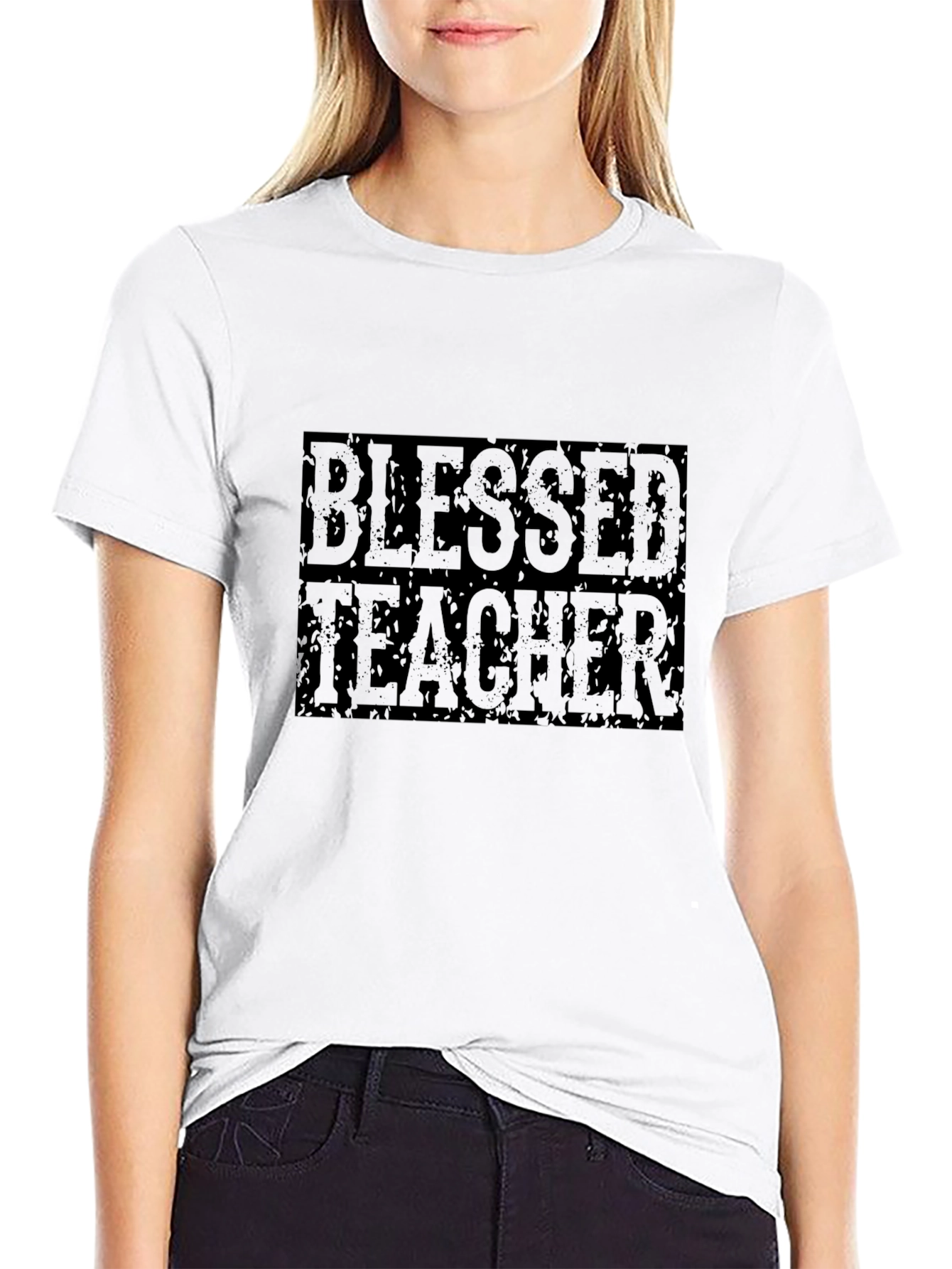Blessed Teacher Graphic Tee - Black Cotton T-Shirt