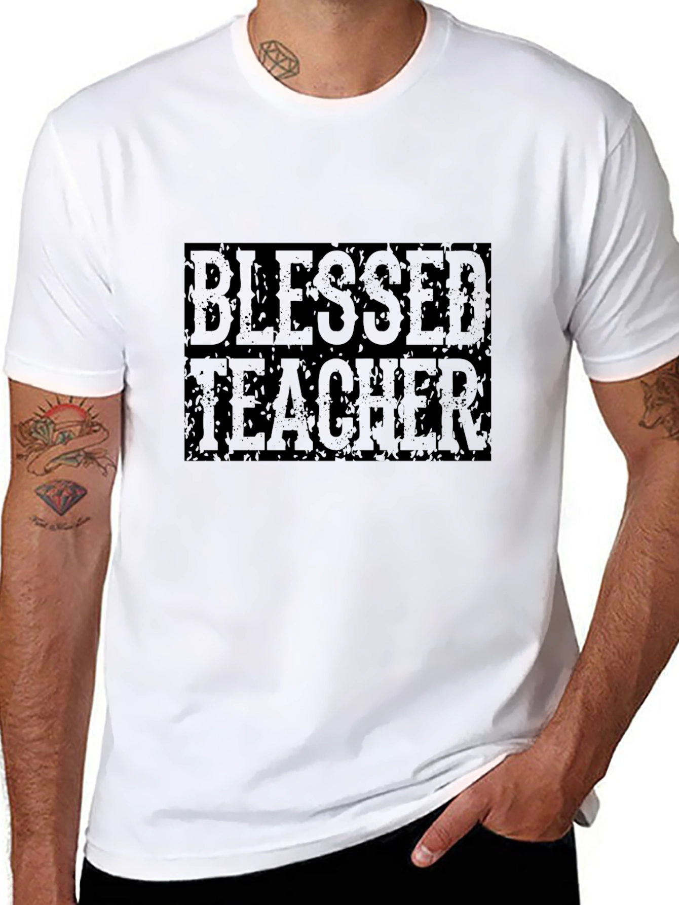 Blessed Teacher Graphic Tee - Black Cotton T-Shirt