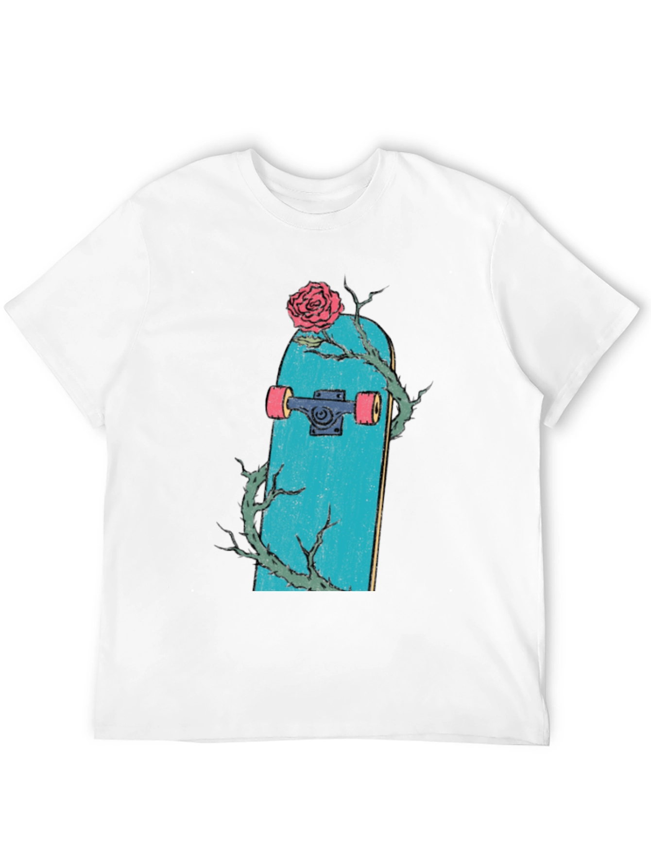 Skateboard Rose Graphic T-Shirt - Trendy Streetwear