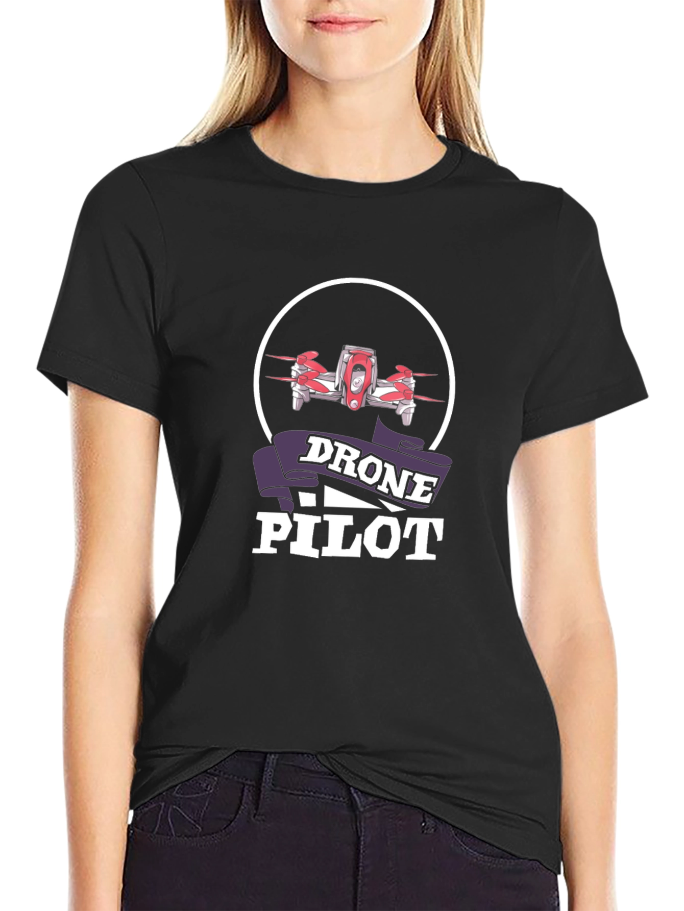 Drone Pilot Graphic Tee - Black Cotton T-Shirt