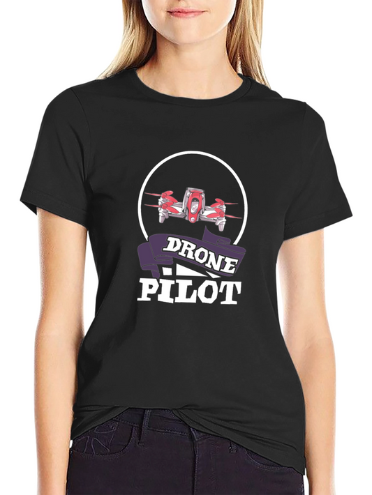 Drone Pilot Graphic Tee - Black Cotton T-Shirt