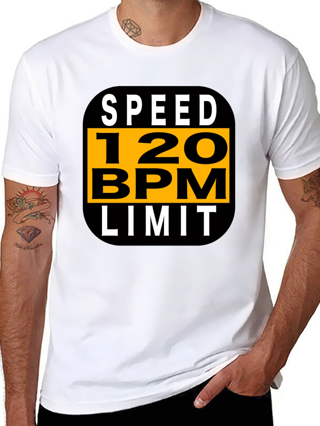 Speed 120 BPM Limit Black Graphic Tee
